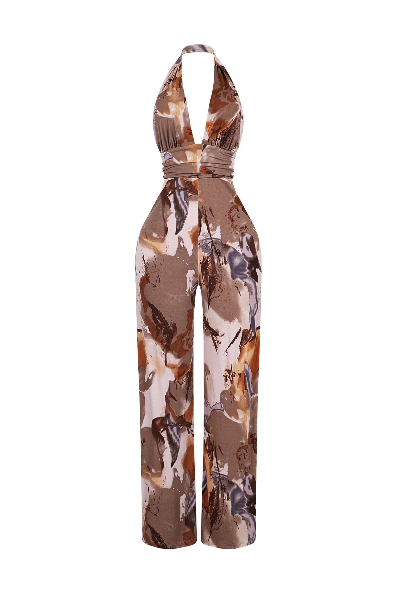 Organic Matter Print Halter Jumpsuit