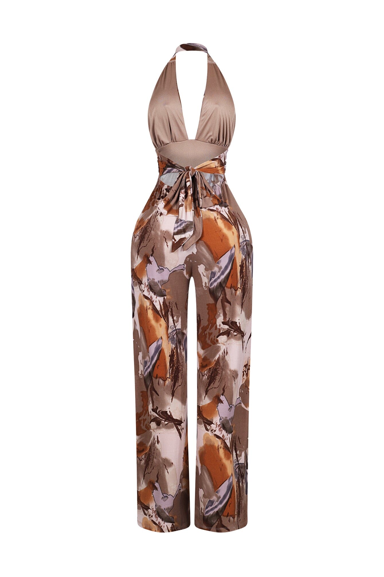 Organic Matter Print Halter Jumpsuit