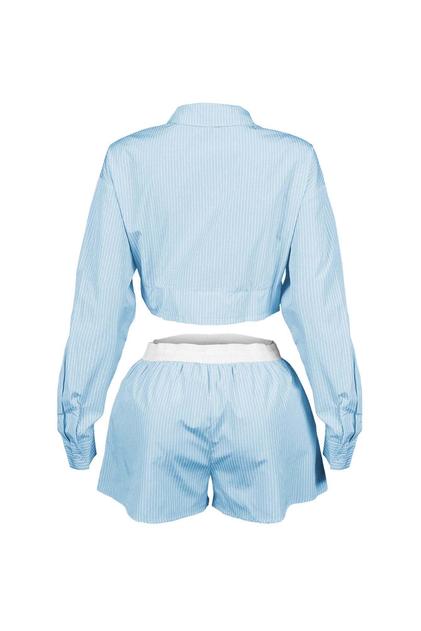 Wesley Pin Stripe Collared Top & Shorts SET