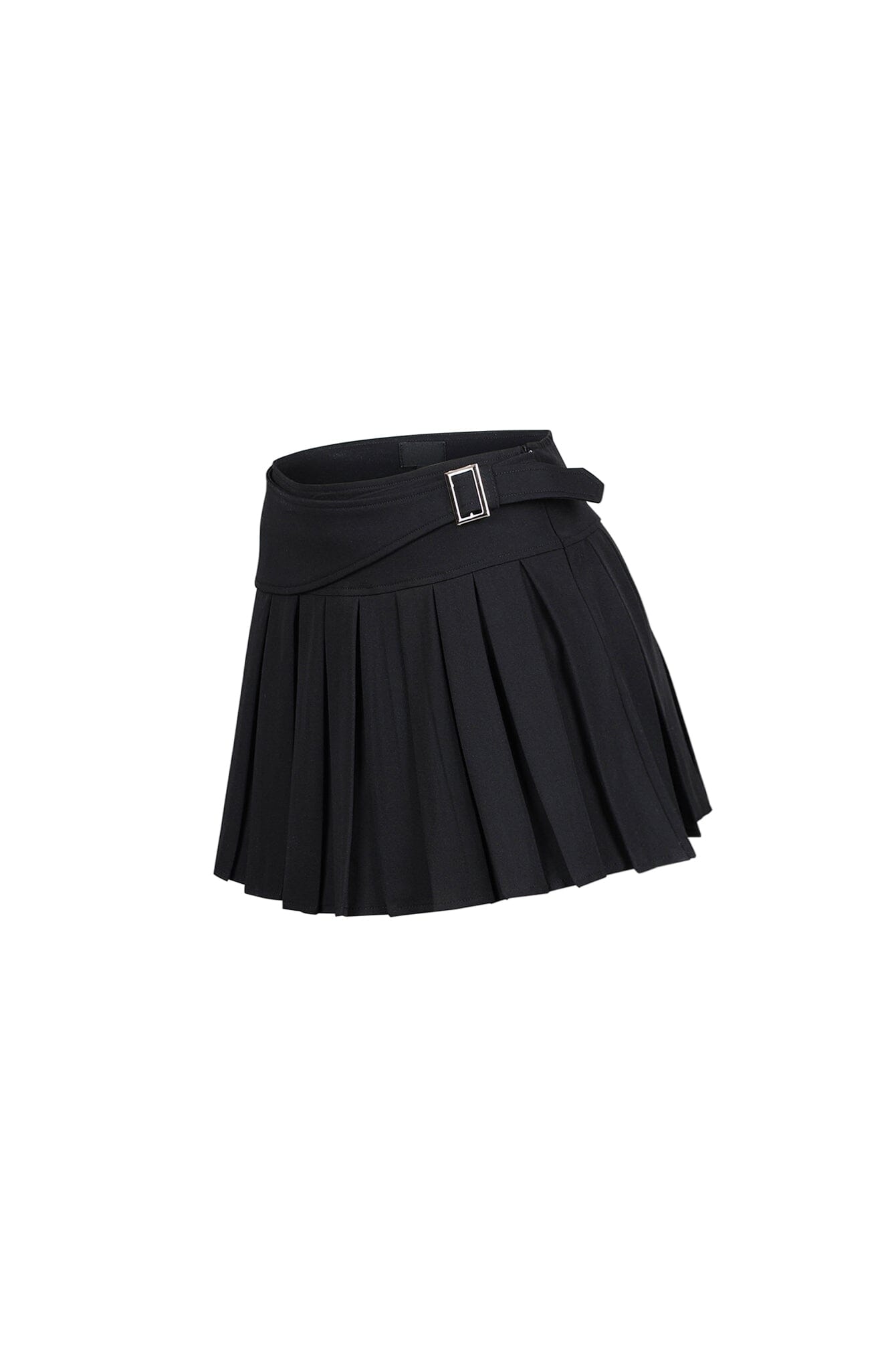 Black Current Pleated Mini Skirt