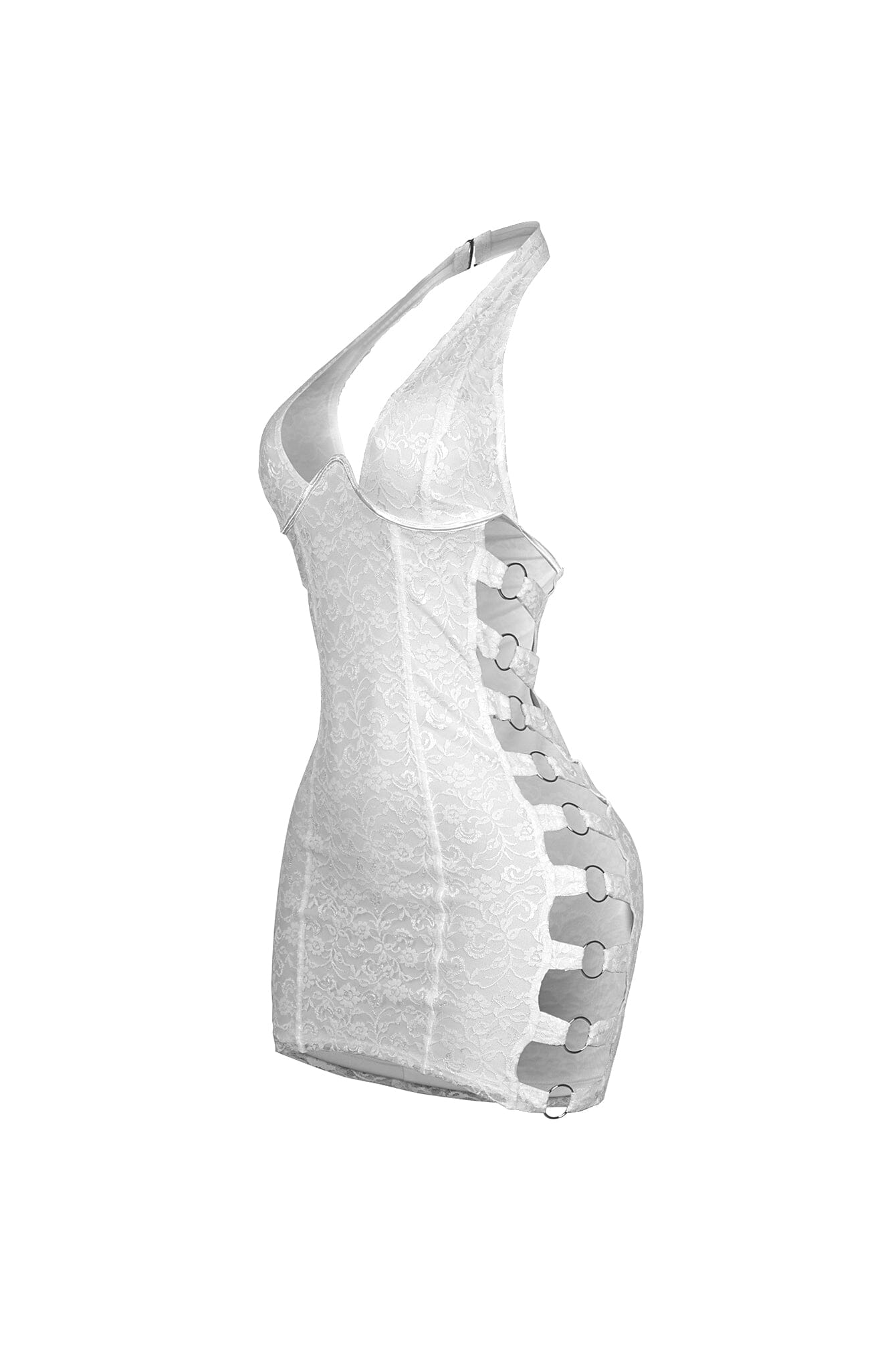 Chrome Bloom Lace Bustier Mini Dress