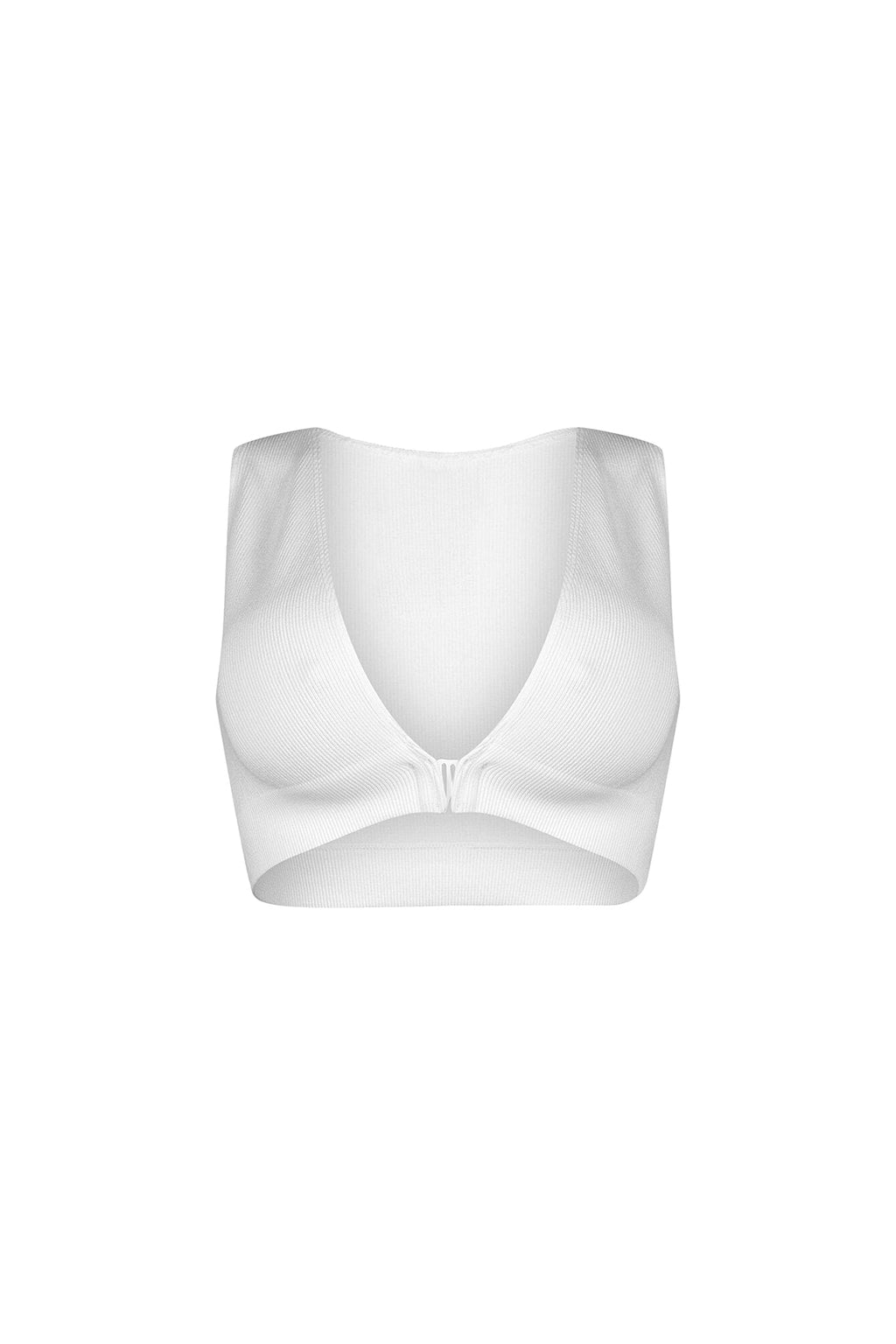 Silva Ribbed V Neck Clasp Top