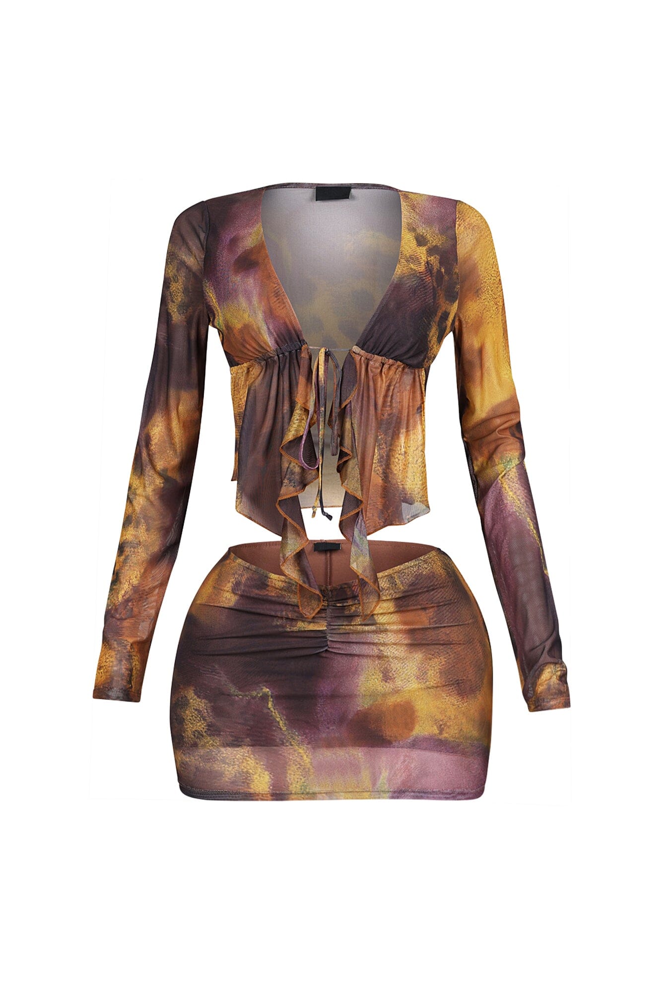 Nice Soft Mesh Ruffle Top & Skirt SET