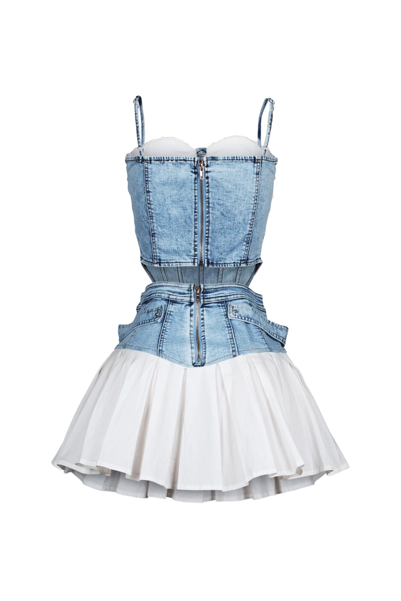 Melbourne Poplin Denim Bustier Top & Skirt SET