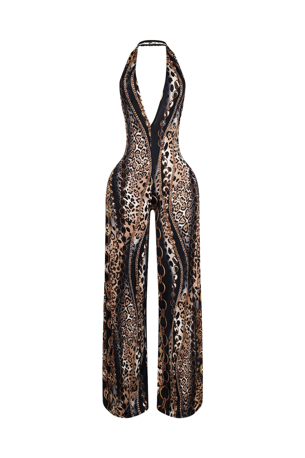 Baroque Blaze Printed Backless Jumpsuit