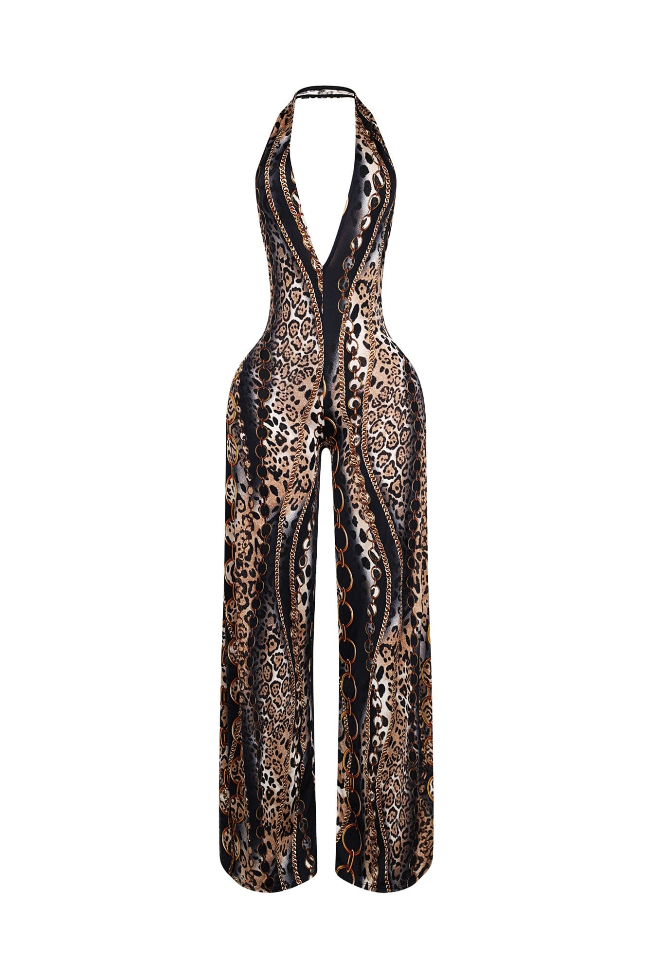 Baroque Blaze Printed Backless Jumpsuit