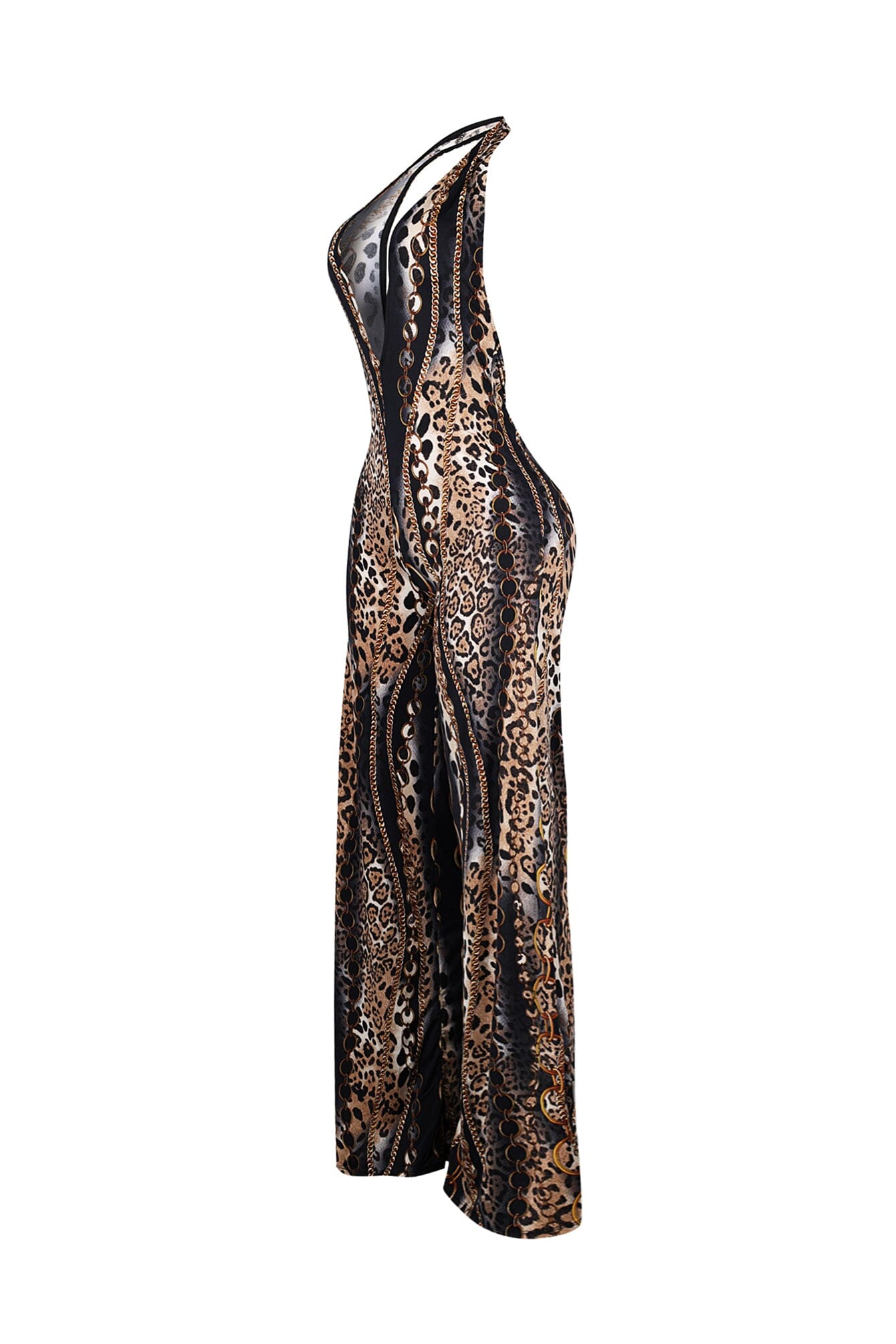 Baroque Blaze Printed Backless Jumpsuit