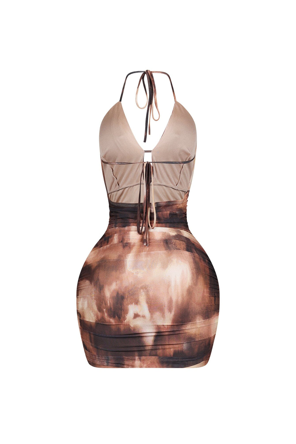 Cafe Mesh Print Cowl Neck Mini Dress