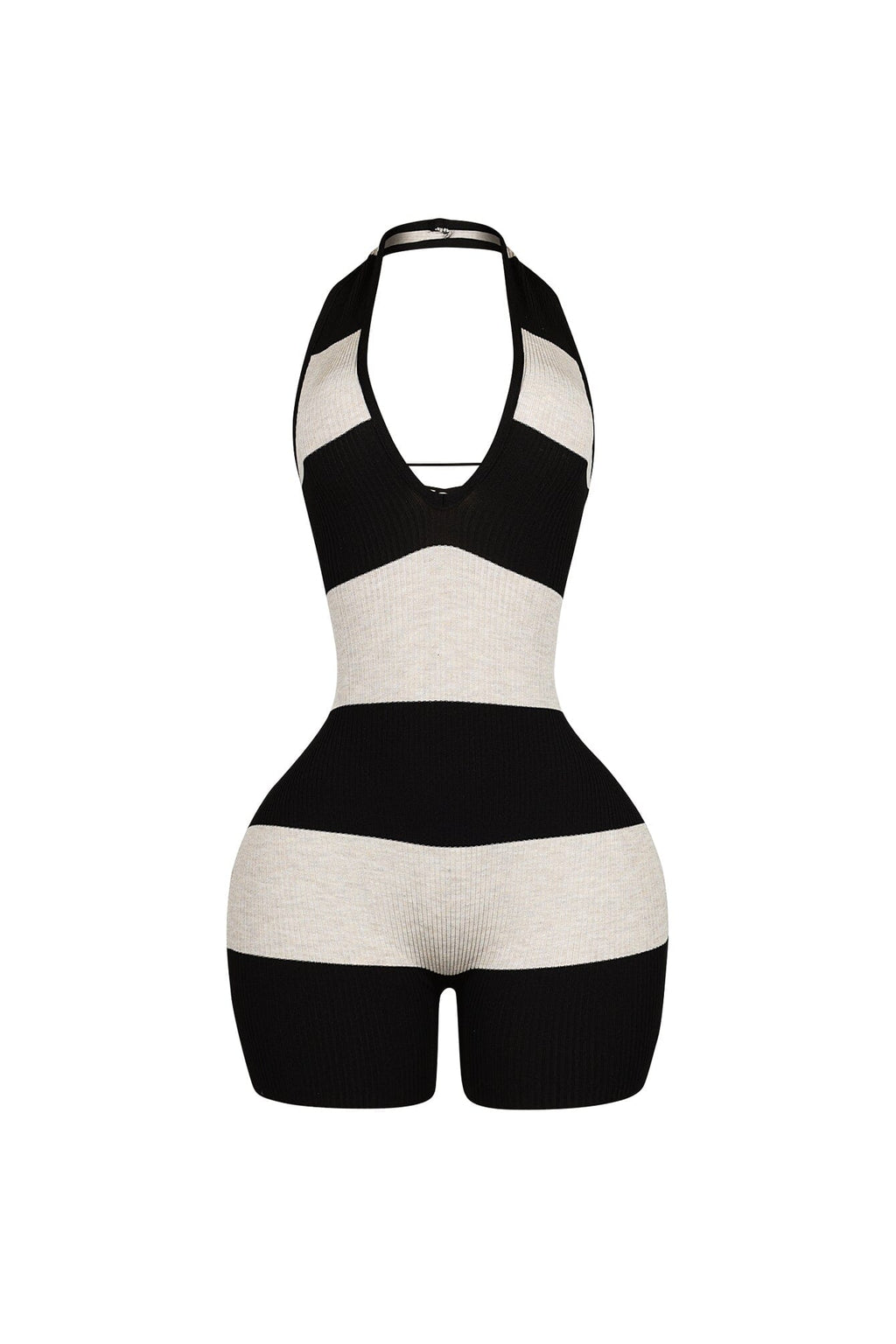 Solace Stripe Lace Up Romper