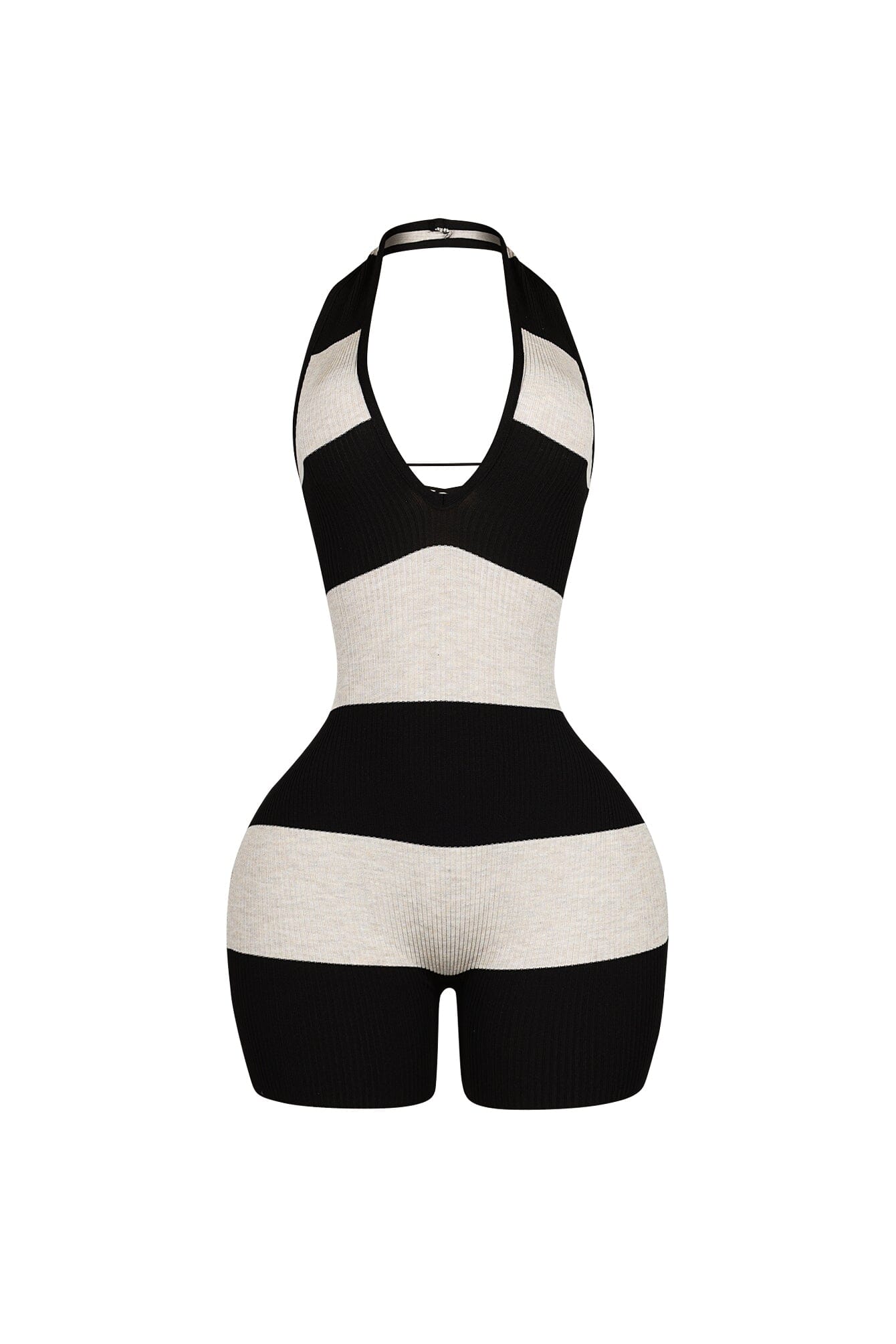 Solace Stripe Lace Up Romper