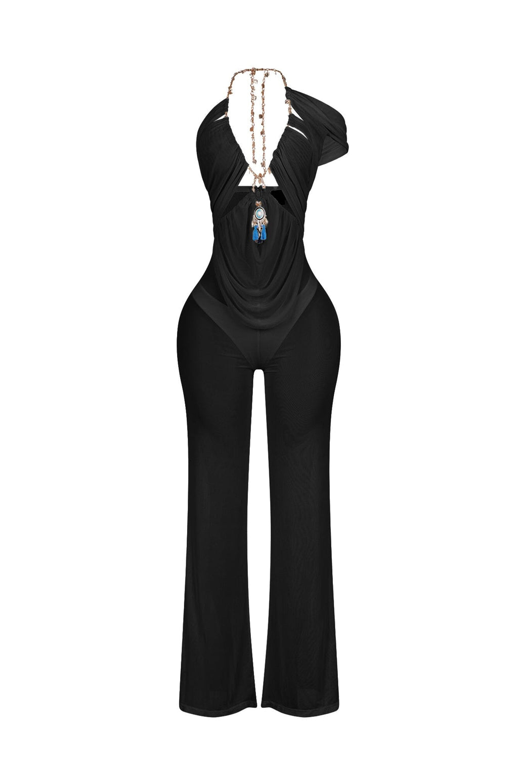 Myllure Mesh Chain Halter Jumpsuit