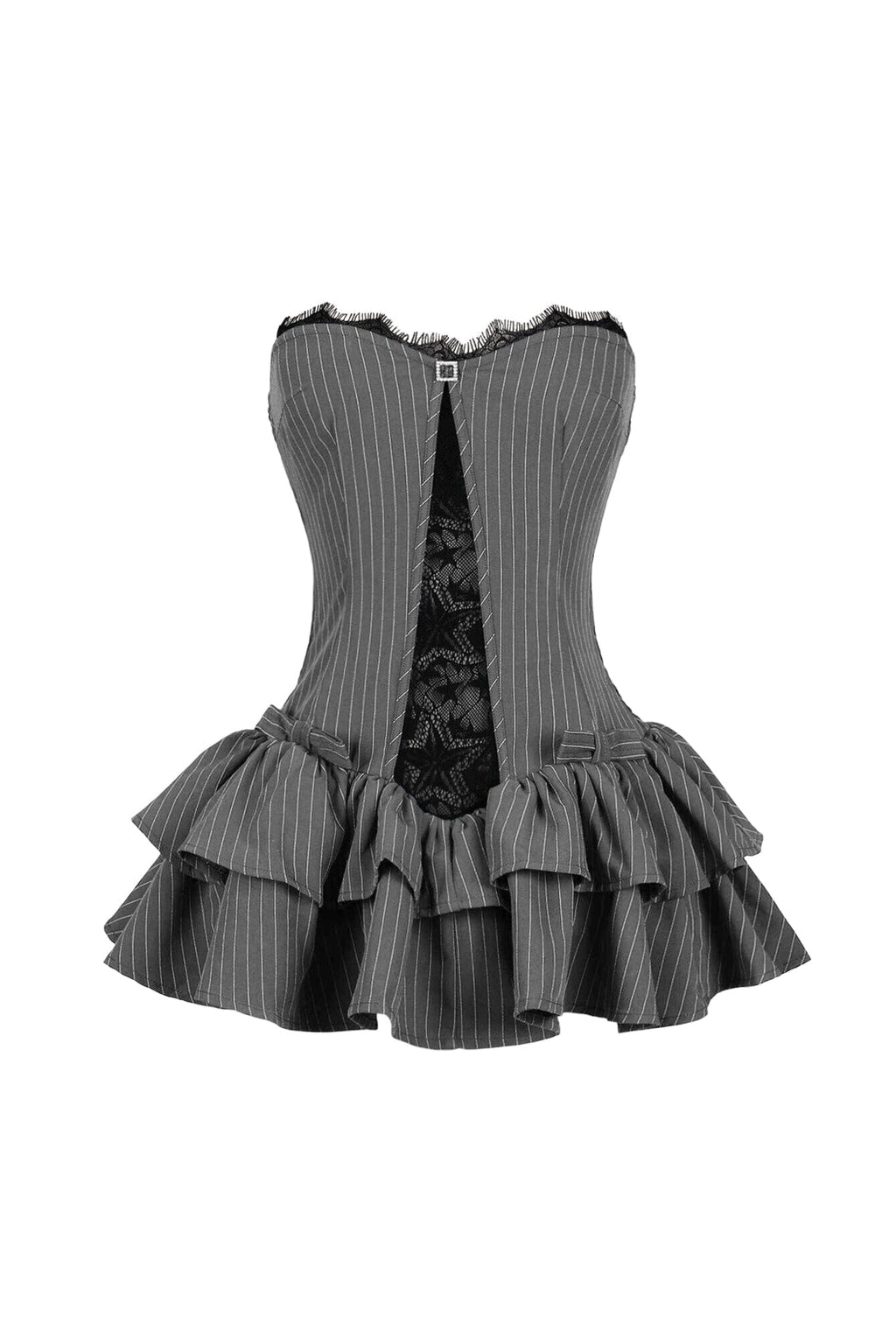 Cecily Pin Stripe Tube Lace Mini Dress