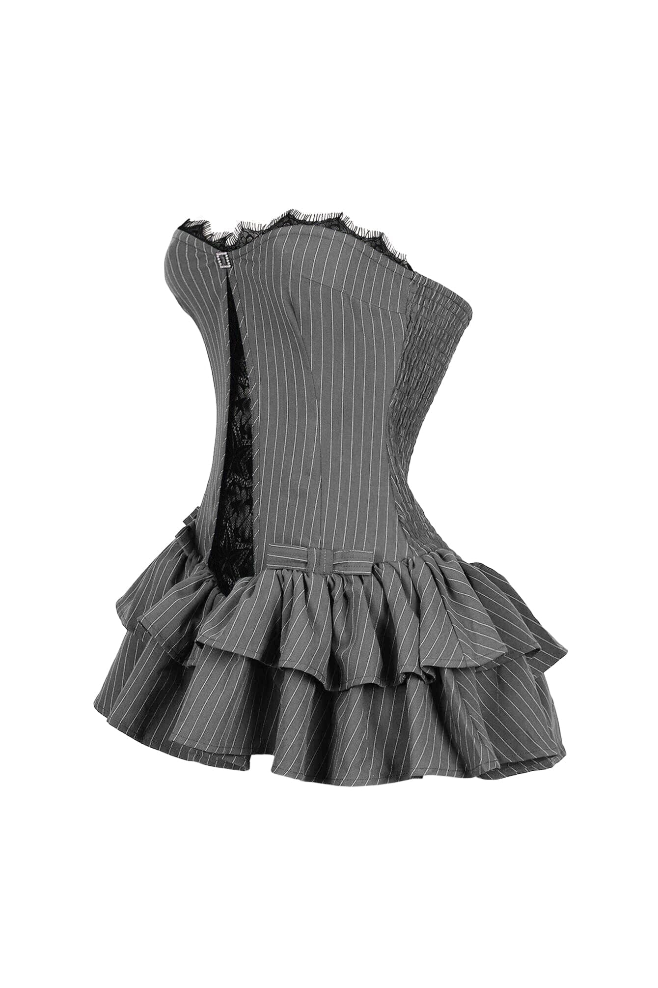 Cecily Pin Stripe Tube Lace Mini Dress