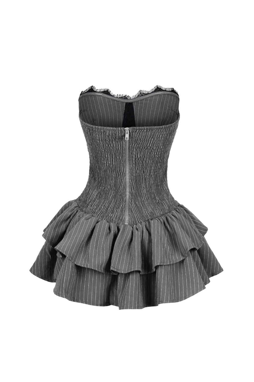 Cecily Pin Stripe Tube Lace Mini Dress