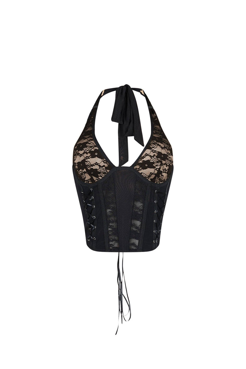 Corsabella Mesh Lace Halter Corset Top