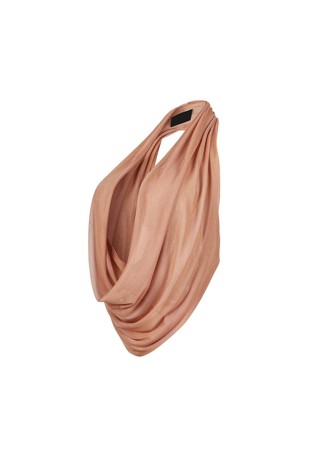 Cascading Mesh Cowl Neck Tie Top