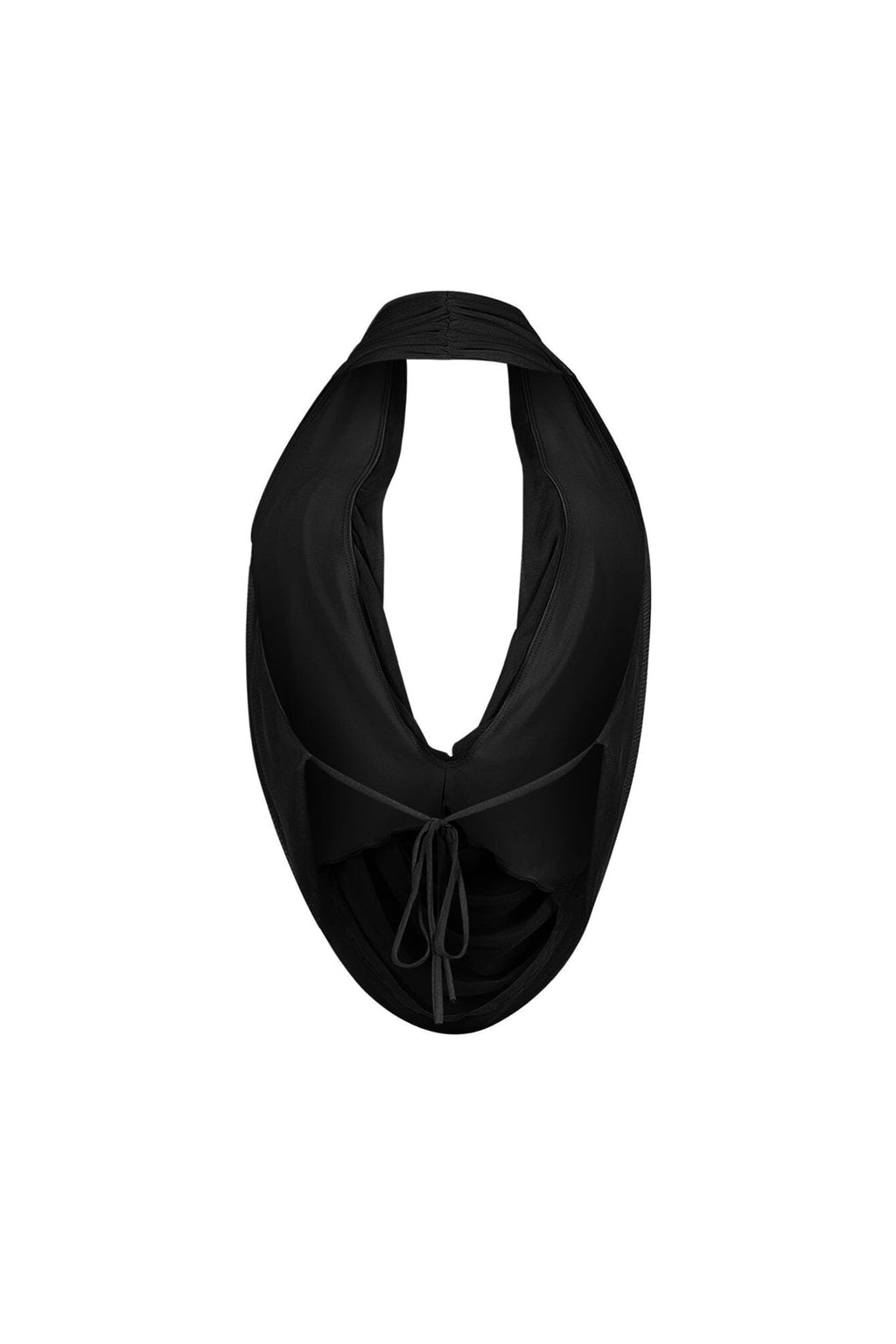 Cascading Mesh Cowl Neck Tie Top