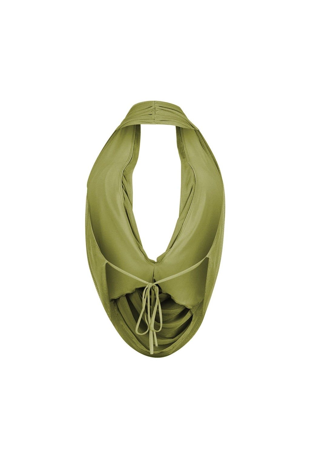 Cascading Mesh Cowl Neck Tie Top