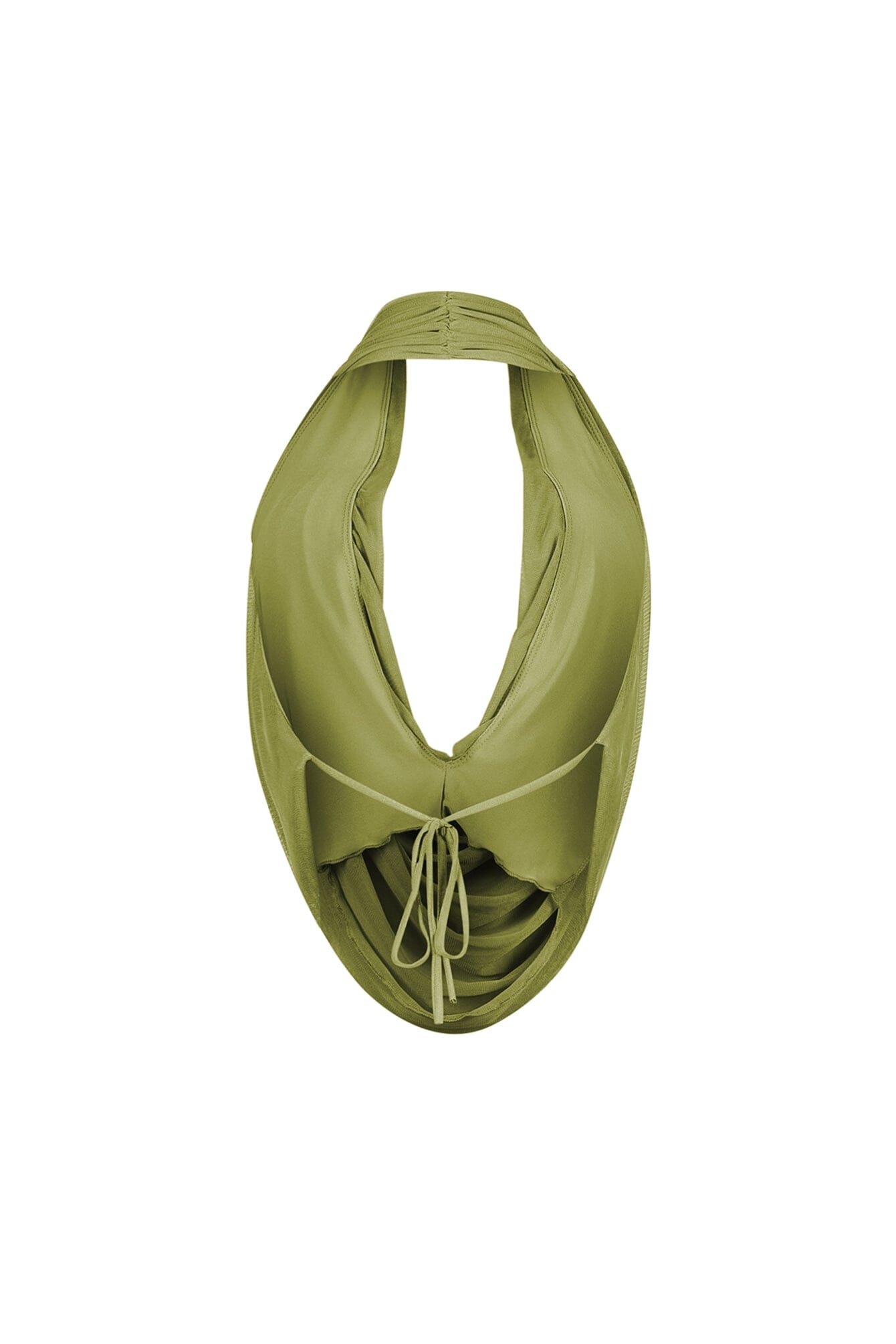 Cascading Mesh Cowl Neck Tie Top