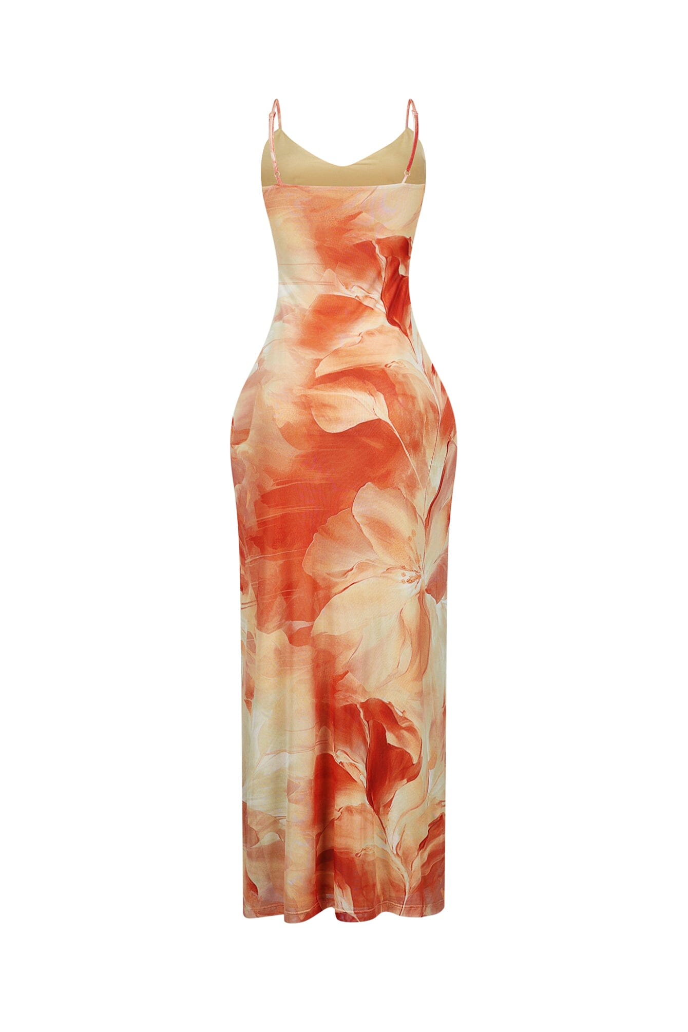 Coral Blush Mesh Print Maxi Dress