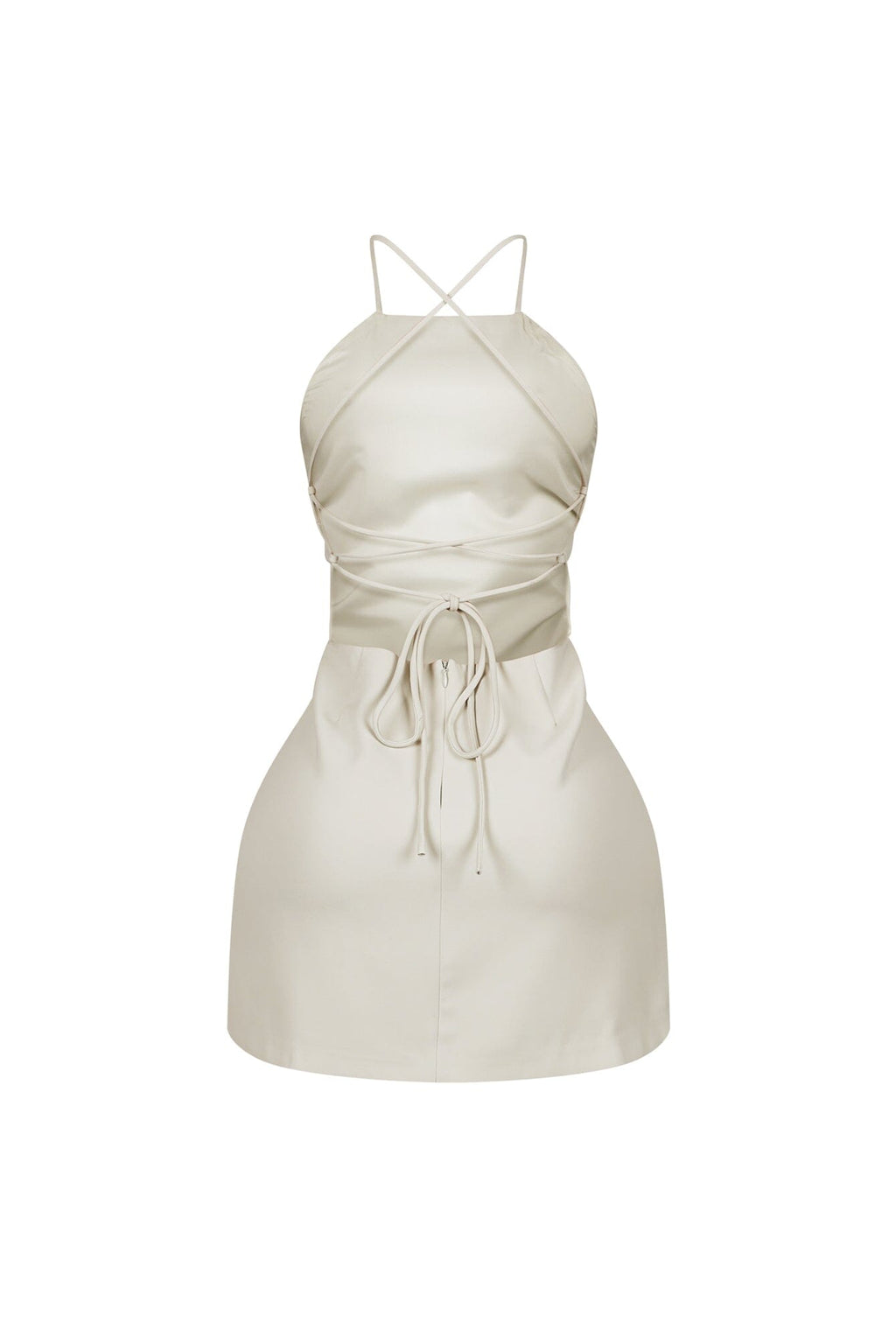 Backstory Lace Up Halter Mini Dress