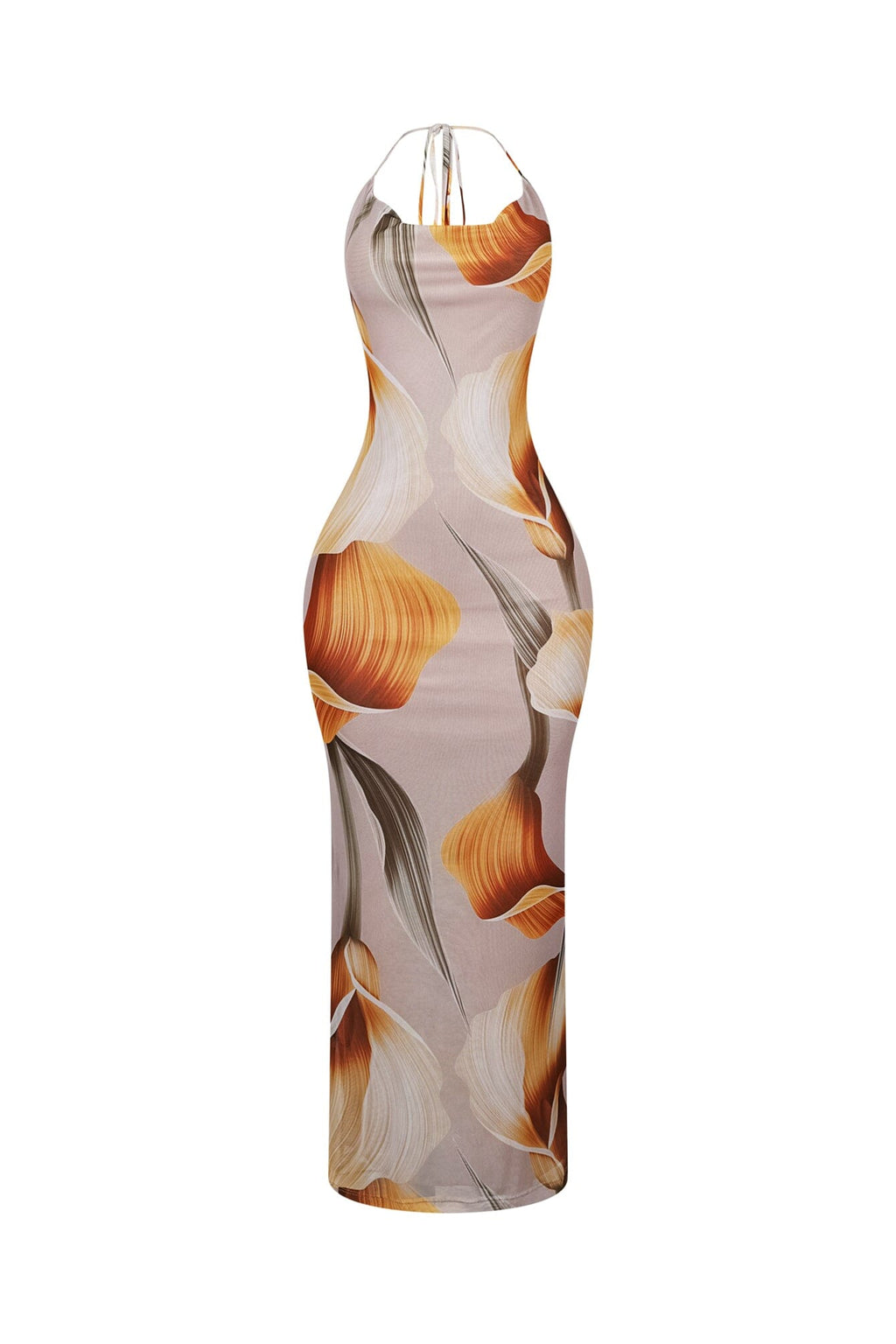 Tulipfield Mesh Print Halter Maxi Dress