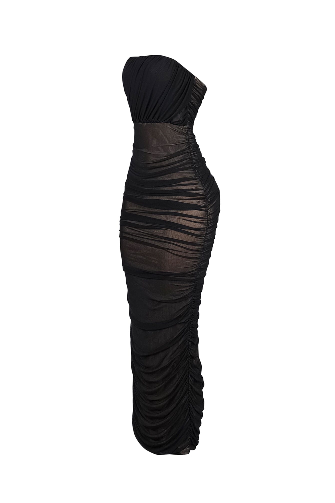 Cloudruch Ruched Mesh Tube Midi Dress