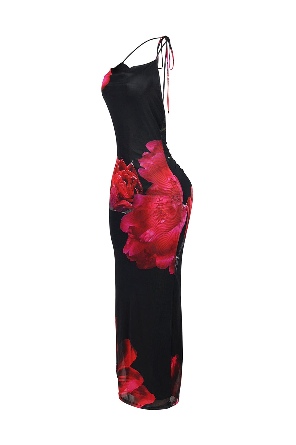 Samba Petal Mesh Print Halter Maxi Dress