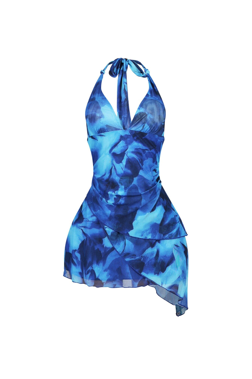 Bluewave Mesh Print Halter Mini Dress