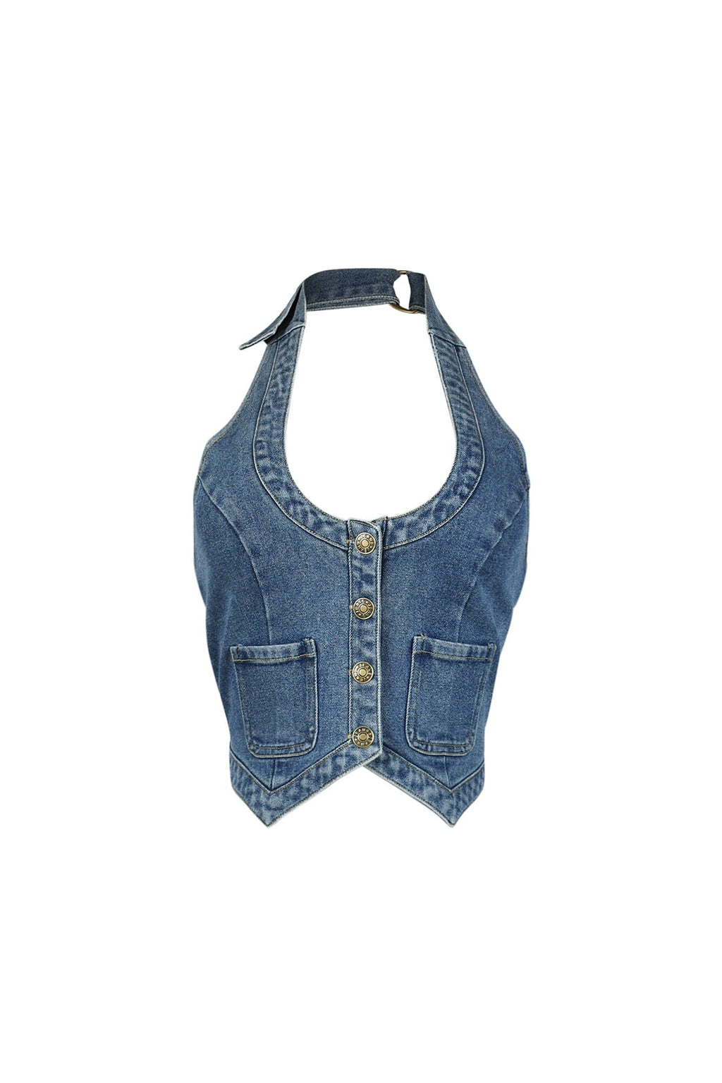 Your Signature Denim Vest Halter Top