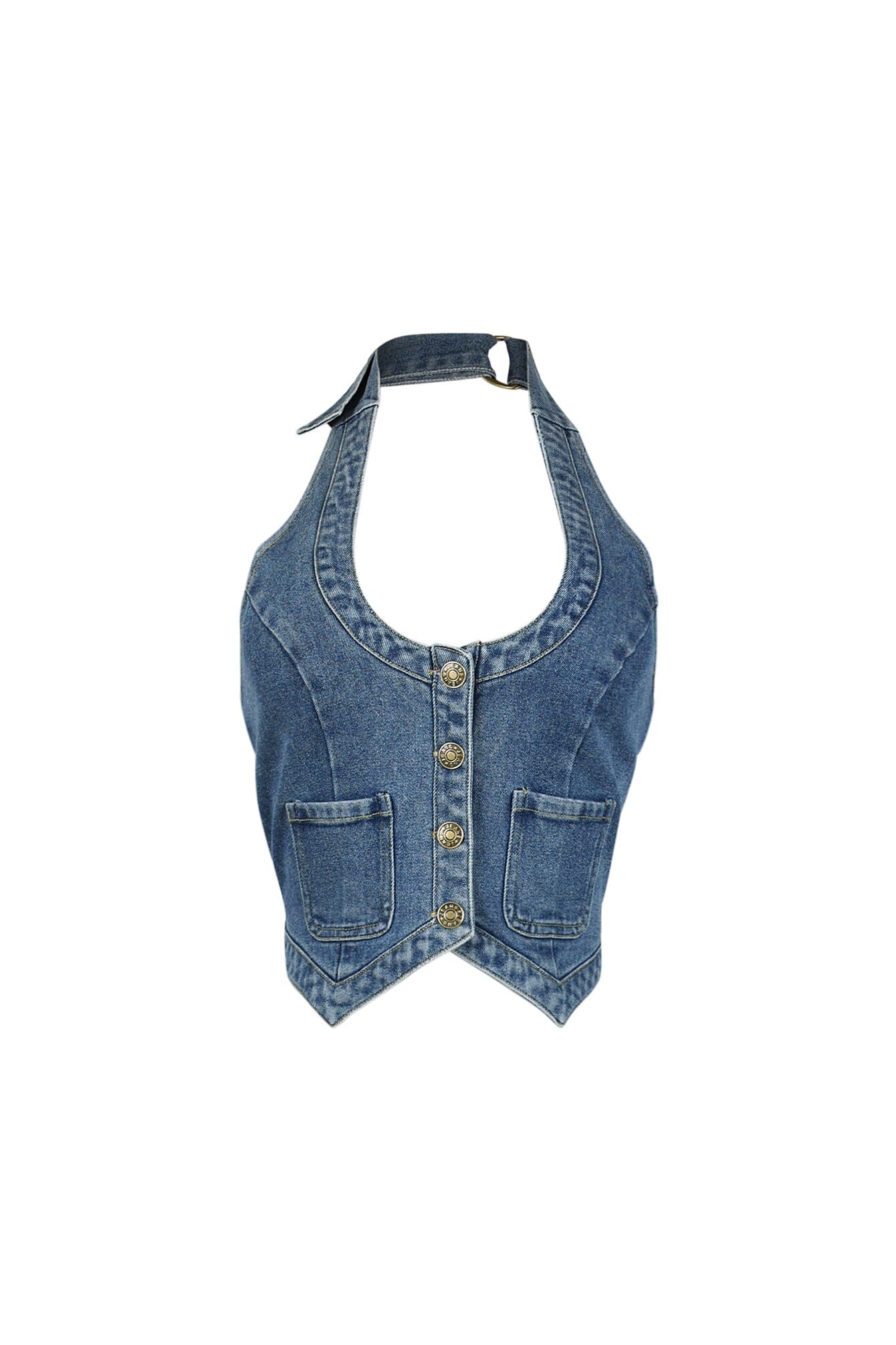 Your Signature Denim Vest Halter Top