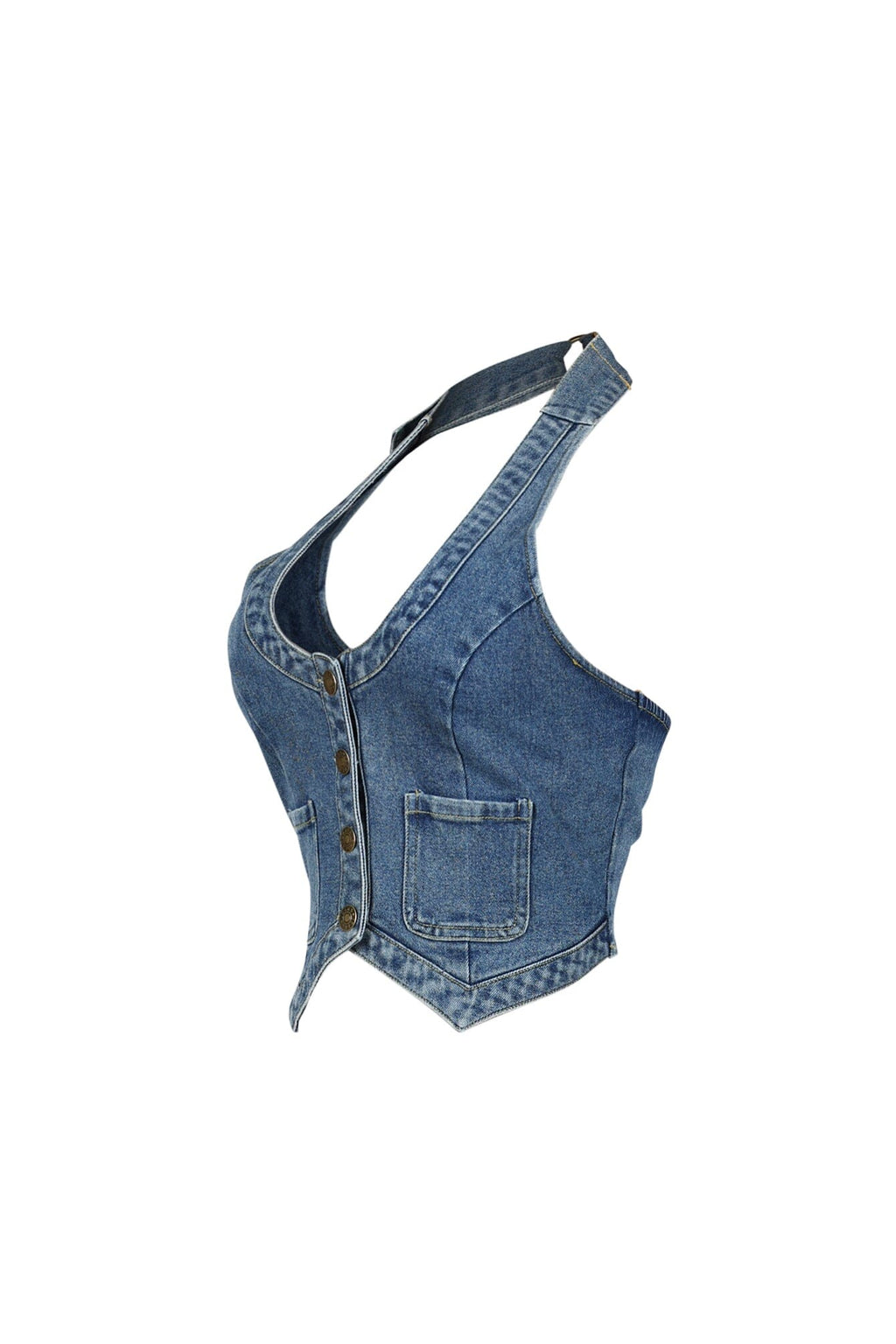 Your Signature Denim Vest Halter Top
