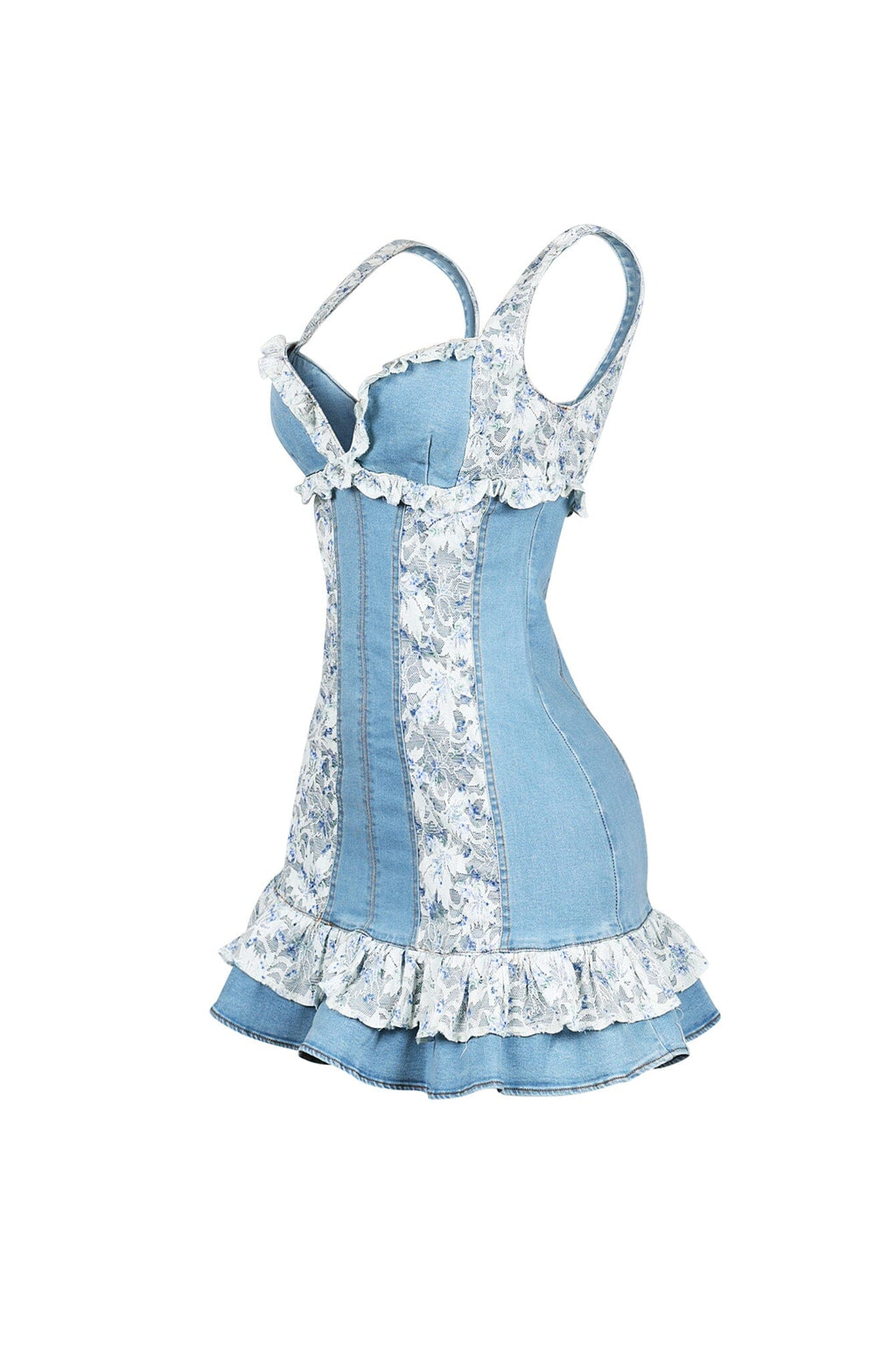 Lace Ember Denim Mini Dress