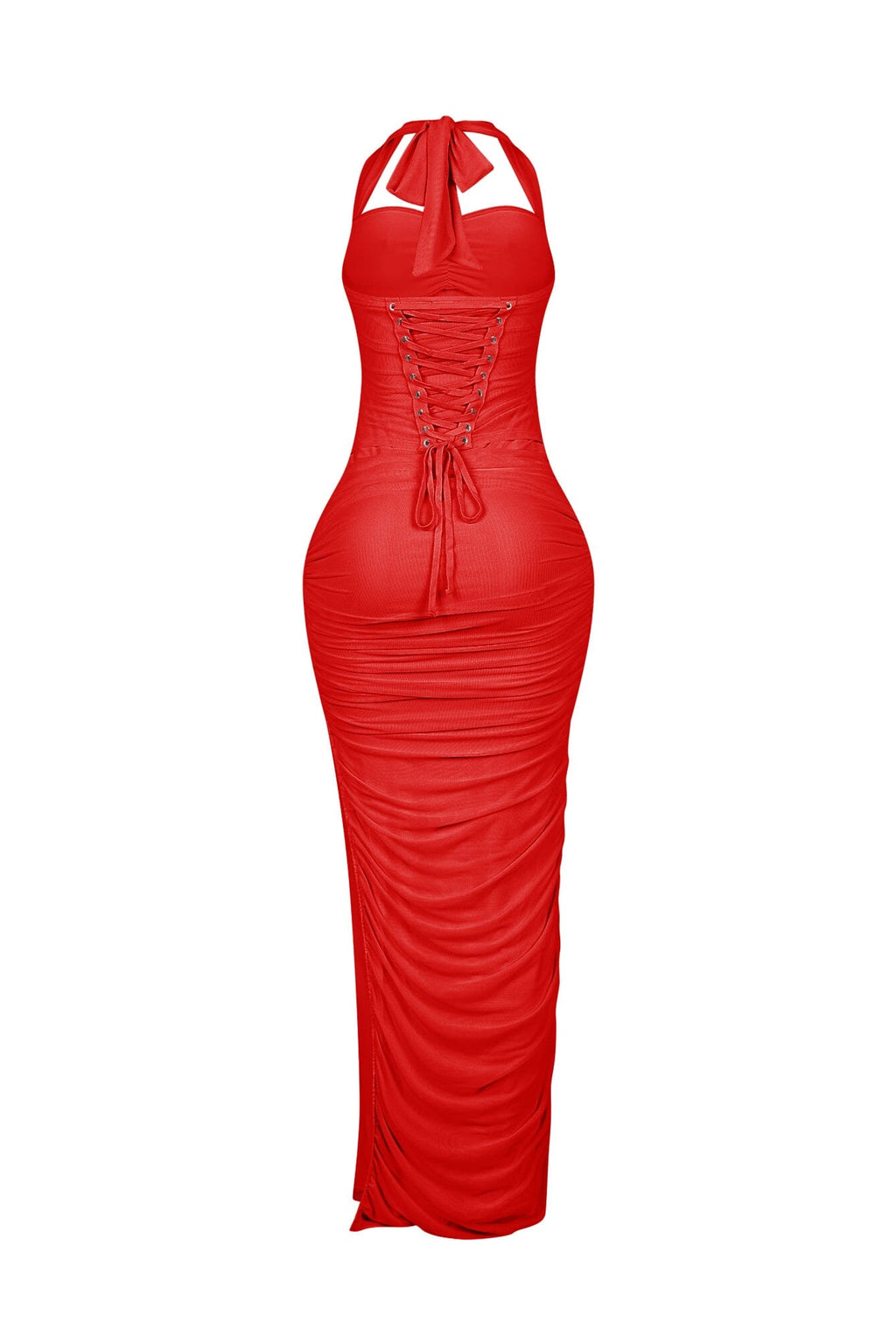 Bloomie Mesh Ruched Corset Halter Dress