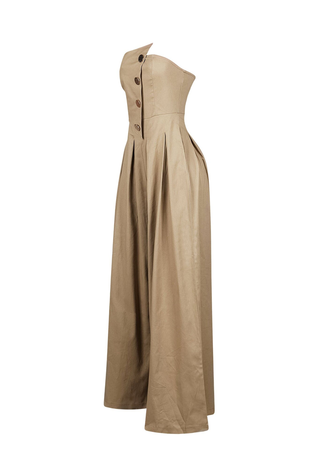 Tailored Cotton Twill Tube Top Jumpsuit