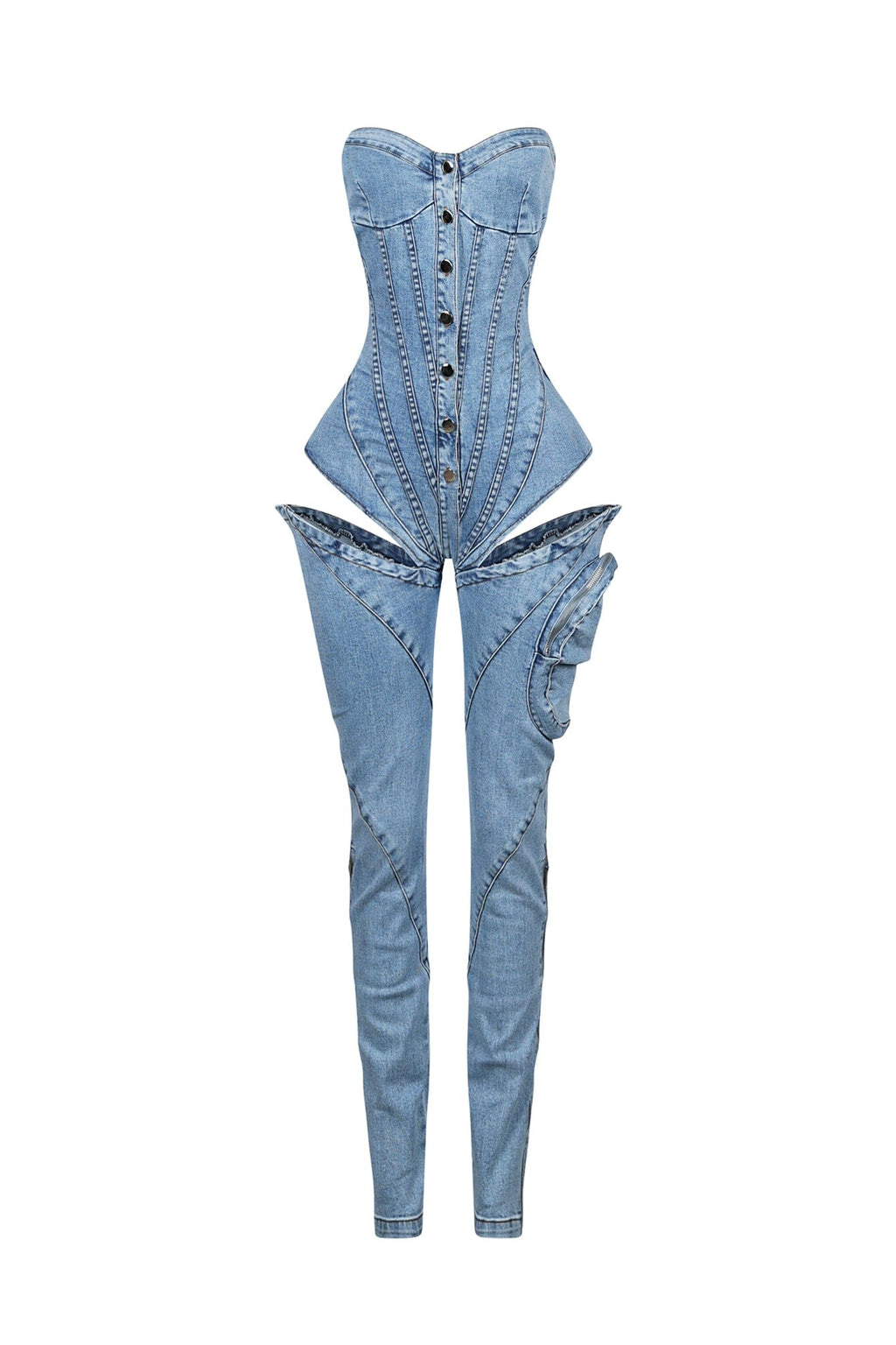 Step into Heat Cutout Denim Jumpsuit