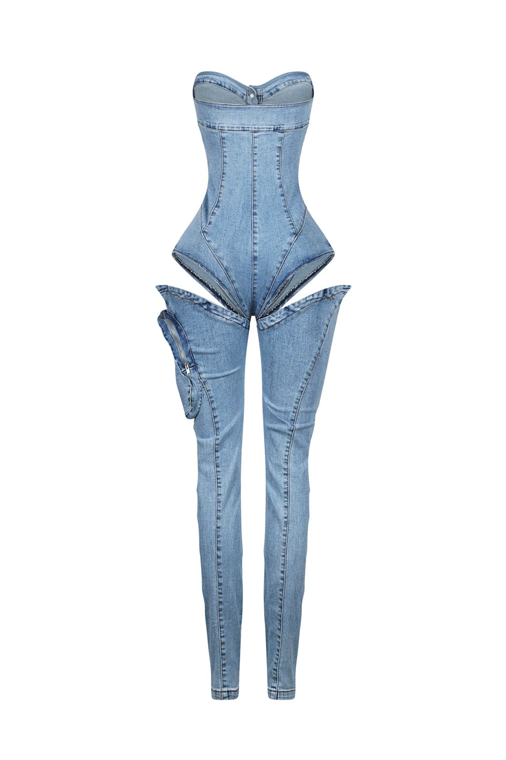 Step into Heat Cutout Denim Jumpsuit