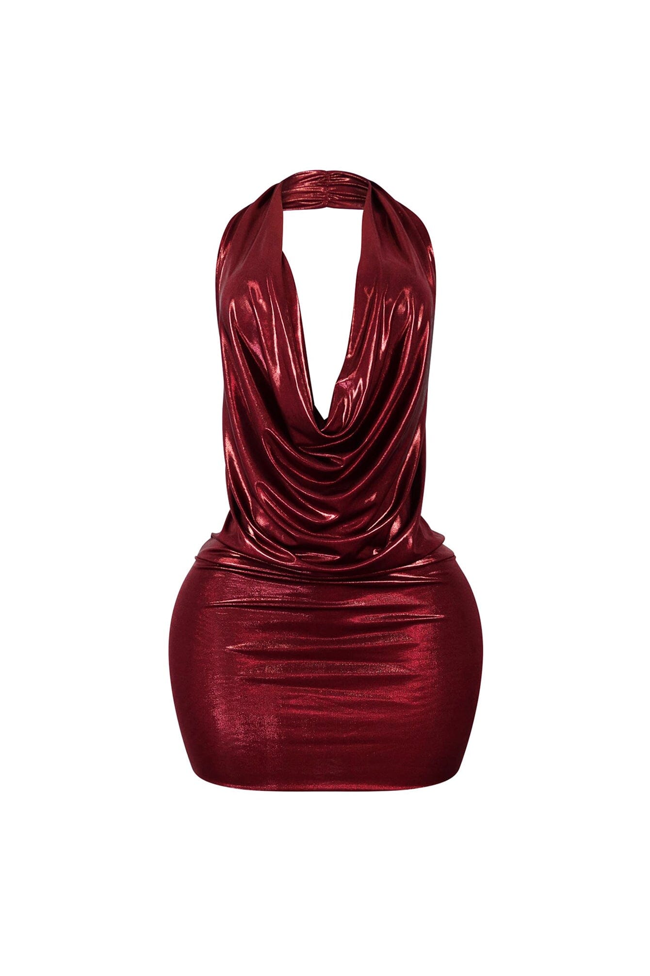 Talk Flirty Metallic Foil Halter Dress