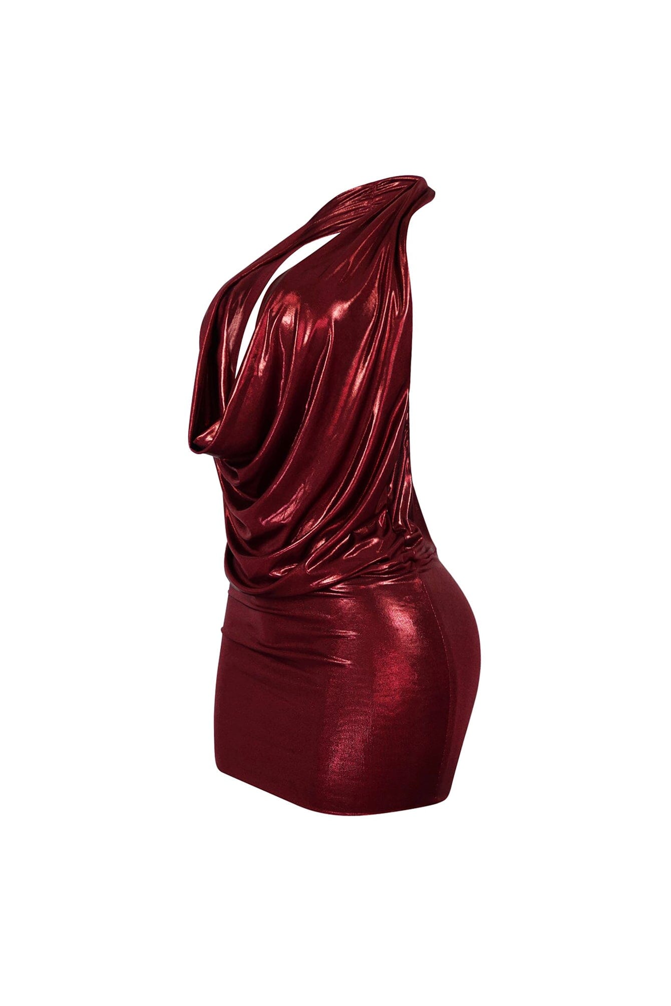 Talk Flirty Metallic Foil Halter Dress
