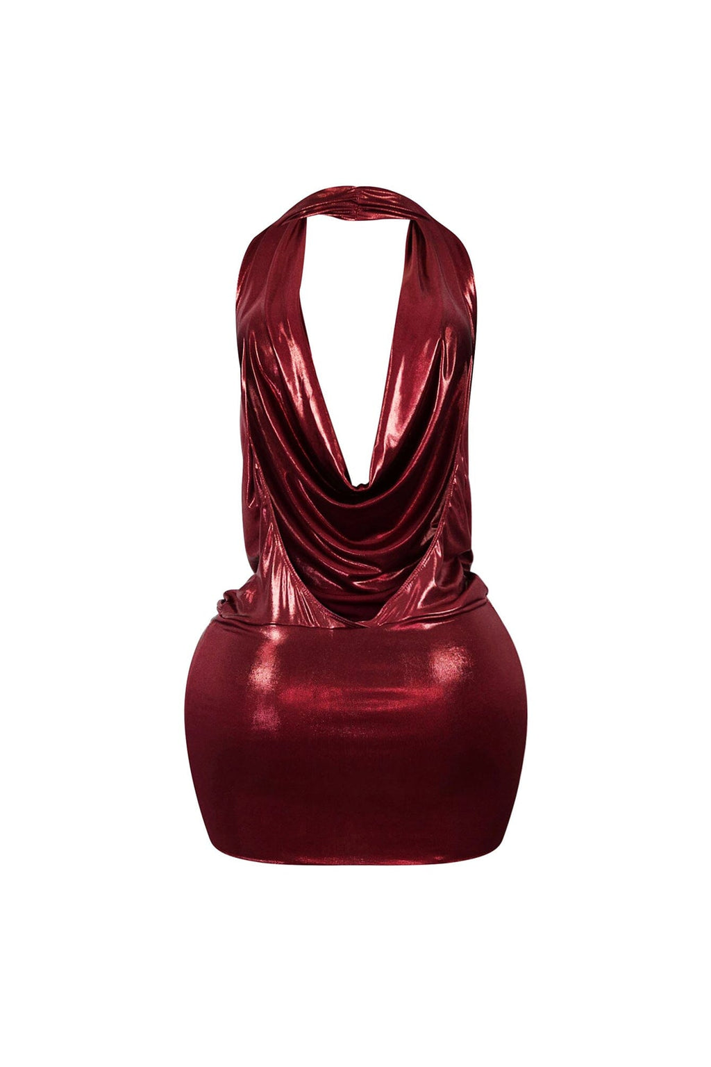 Talk Flirty Metallic Foil Halter Dress