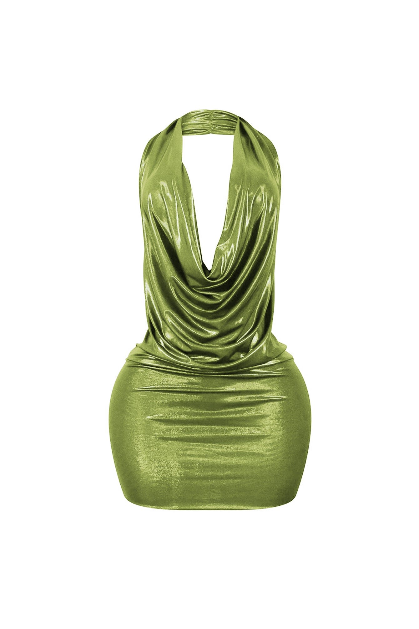 Talk Flirty Metallic Foil Halter Dress