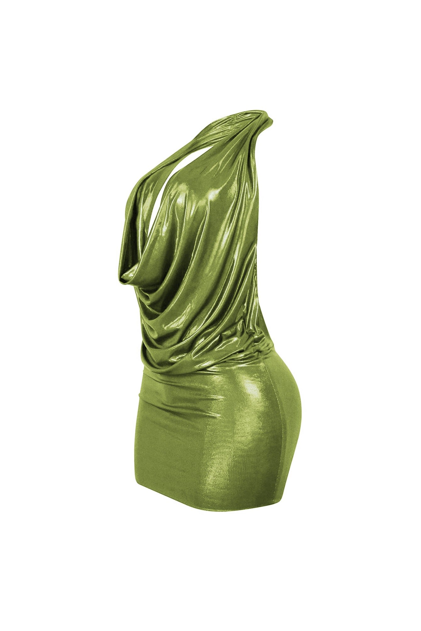 Talk Flirty Metallic Foil Halter Dress