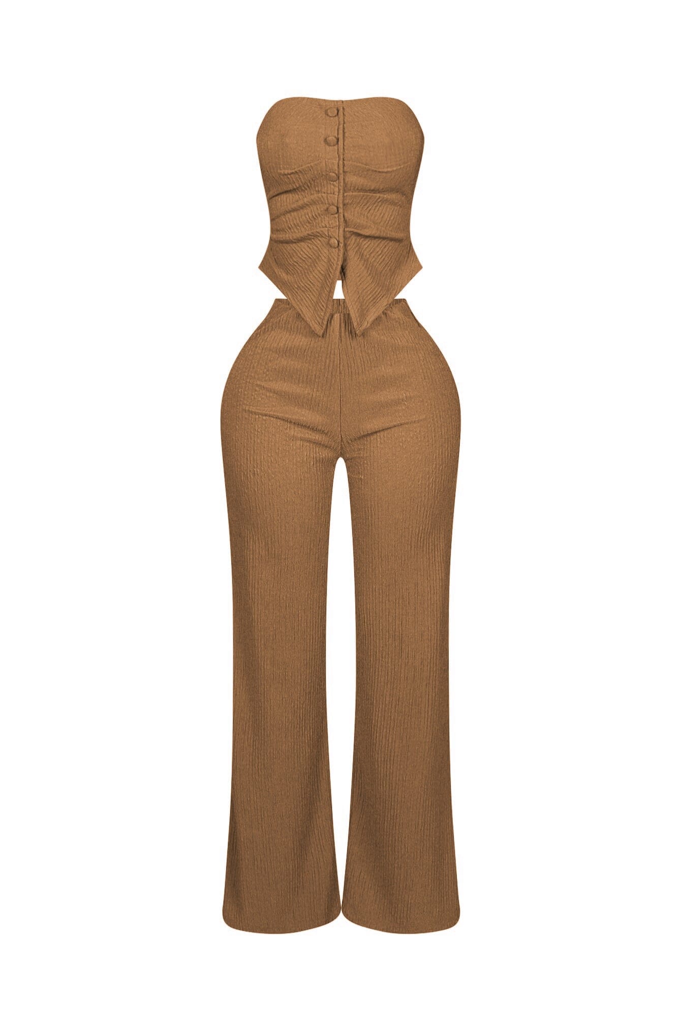 Imari Button Detail Tube Top & Pants SET