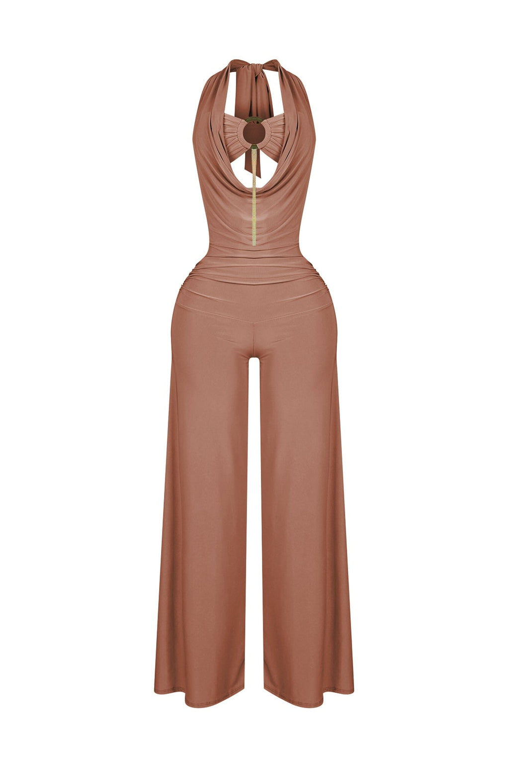 Plunge Cowl Neck Jumpsuit with Tube Top