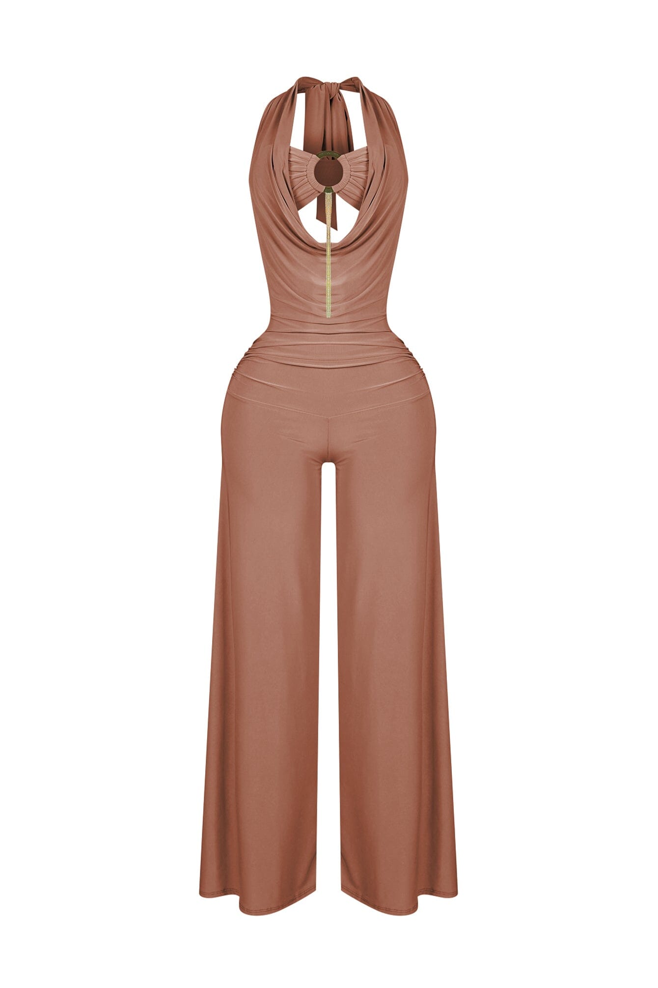 Plunge Cowl Neck Jumpsuit with Tube Top