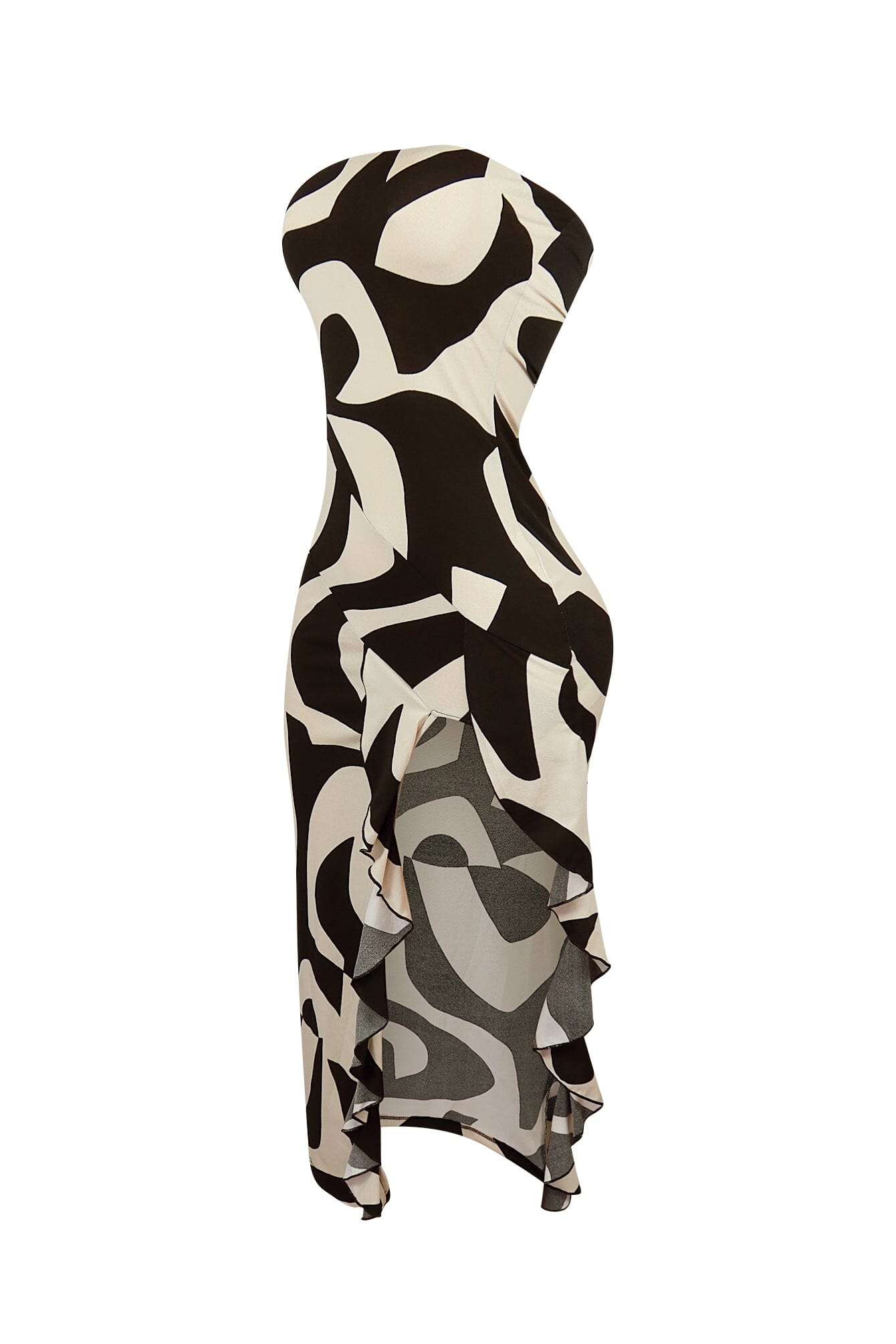 Into It Print Tube Ruffle Dress