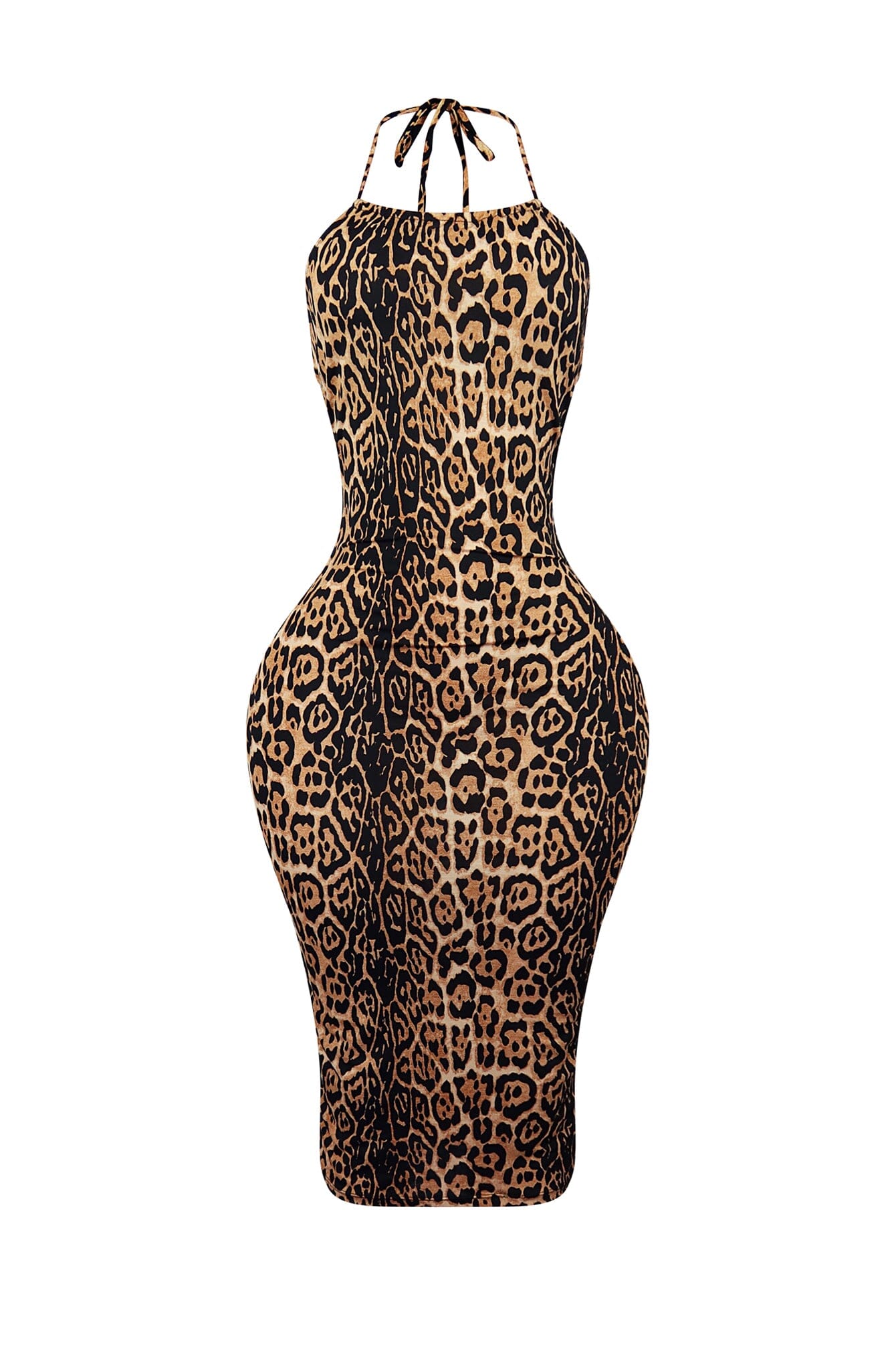 Wild Babe Print Halter Midi Dress