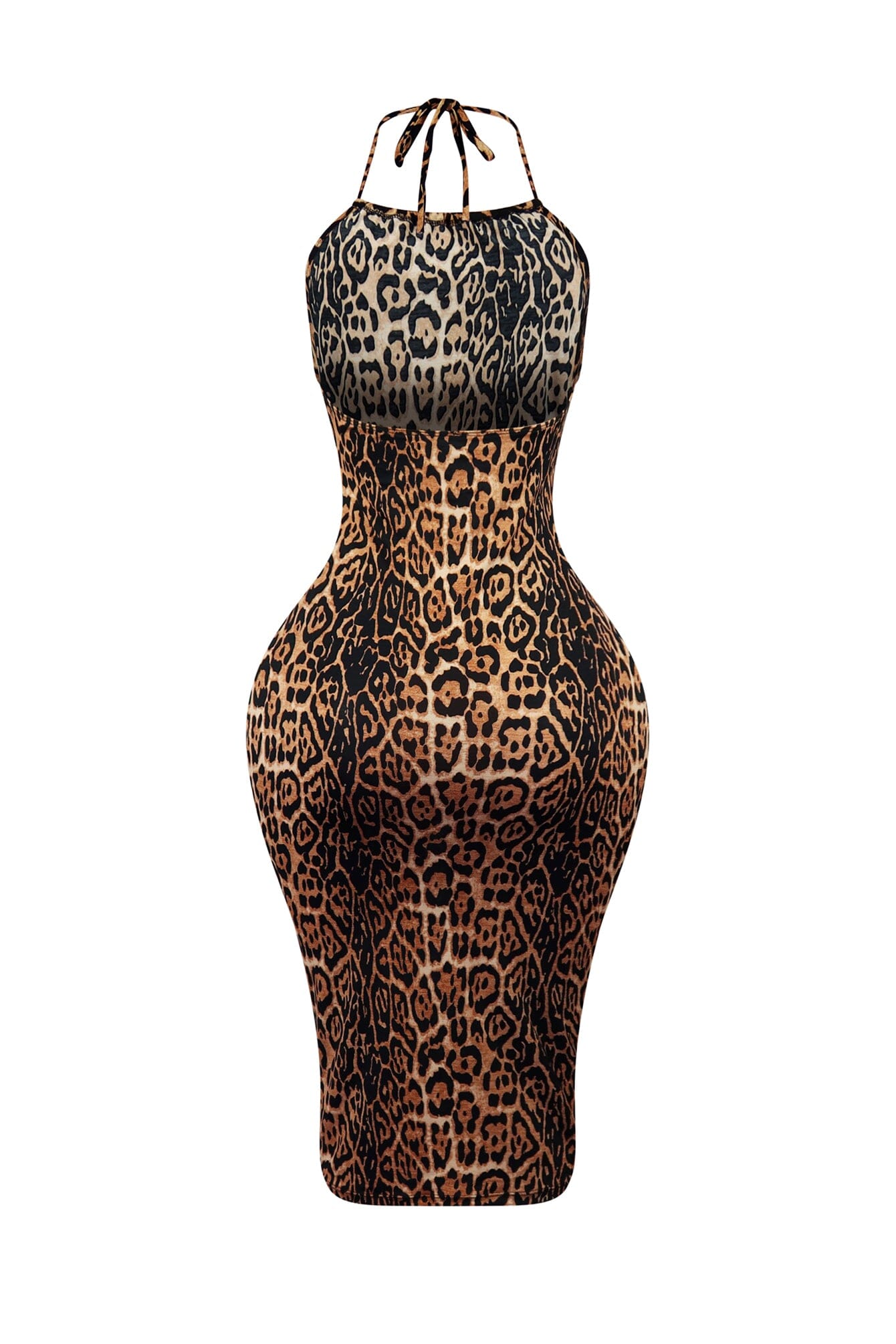 Wild Babe Print Halter Midi Dress