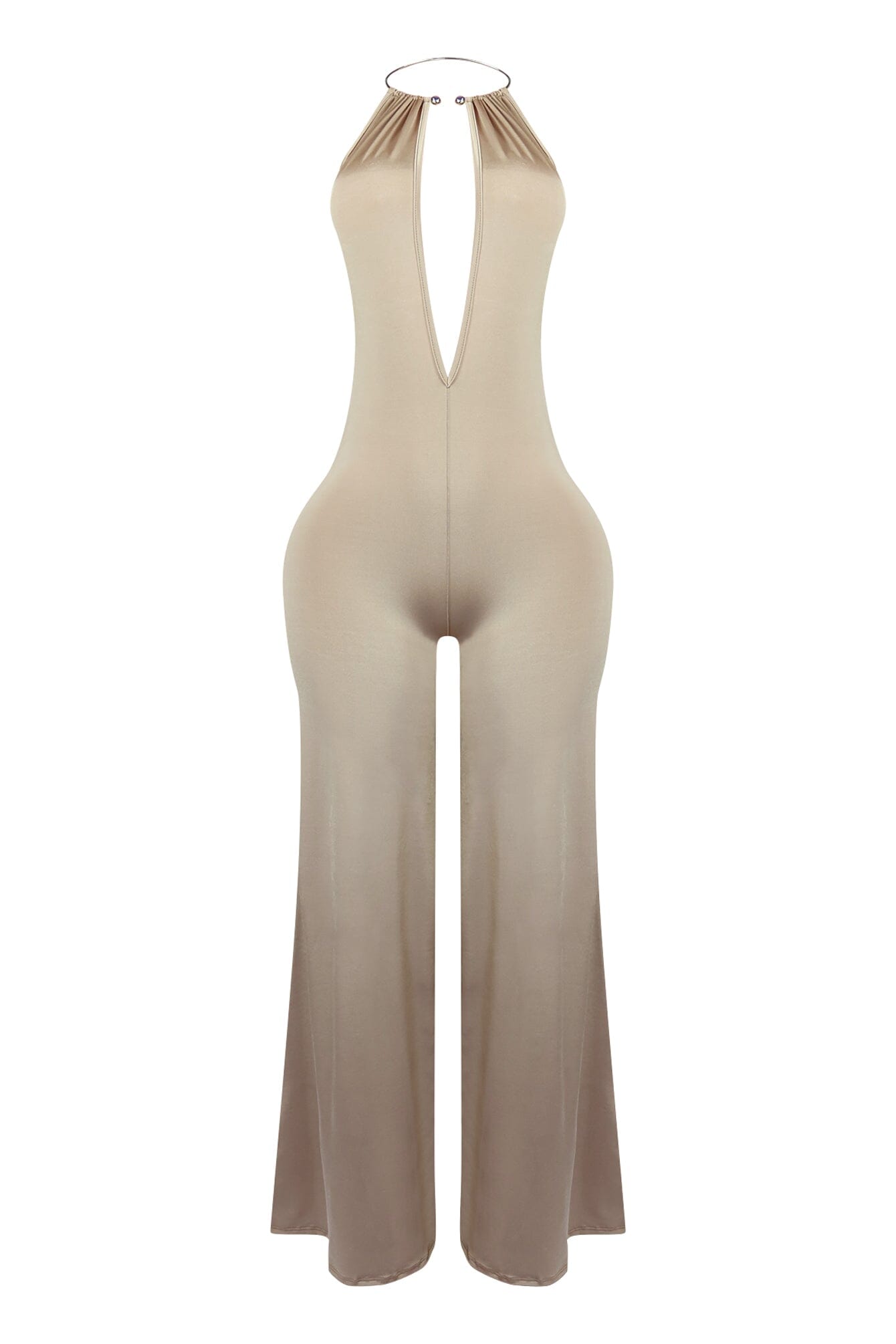 Zena Metal Halter Choker Jumpsuit