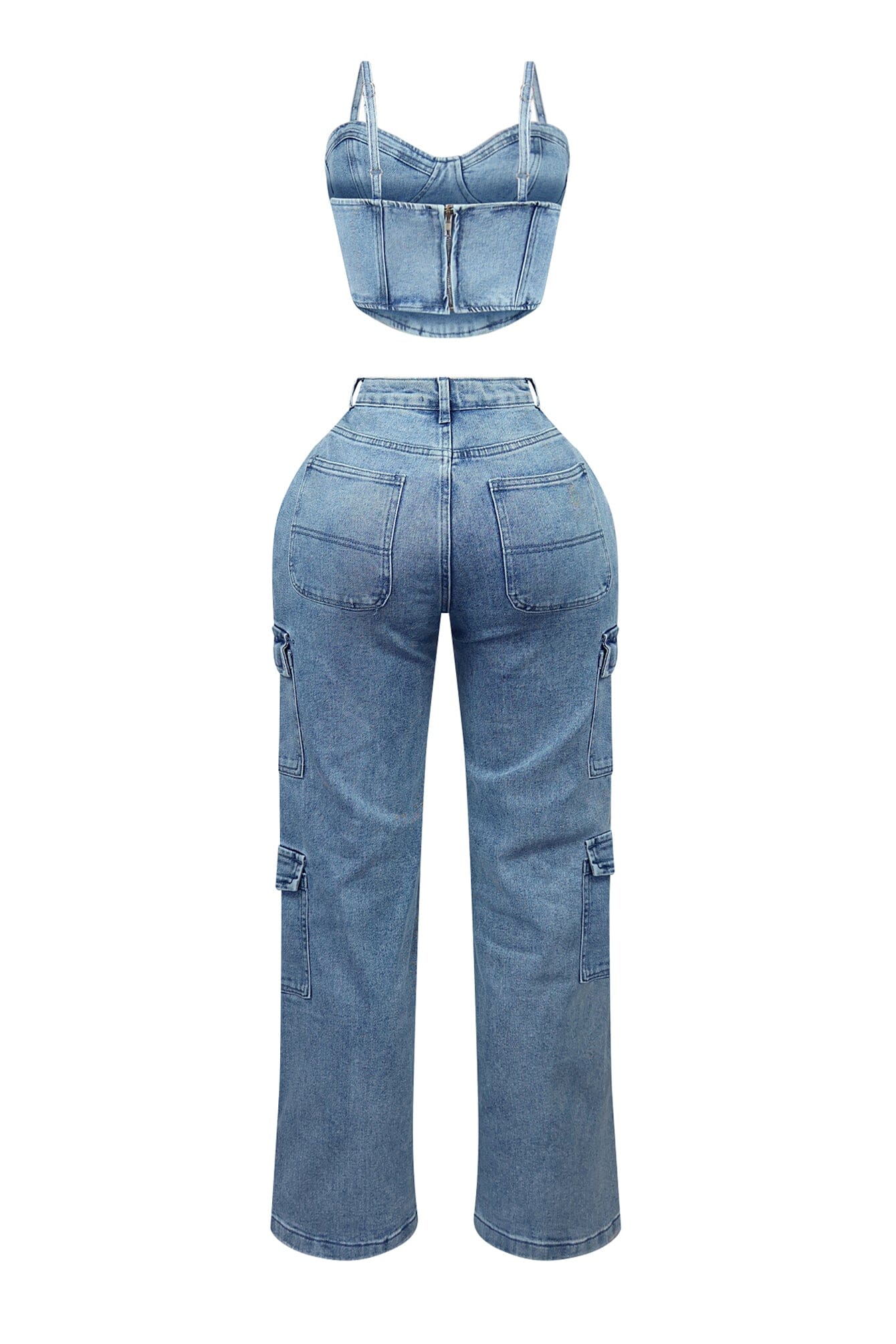 Replace You Denim Bustier Top & Pants SET